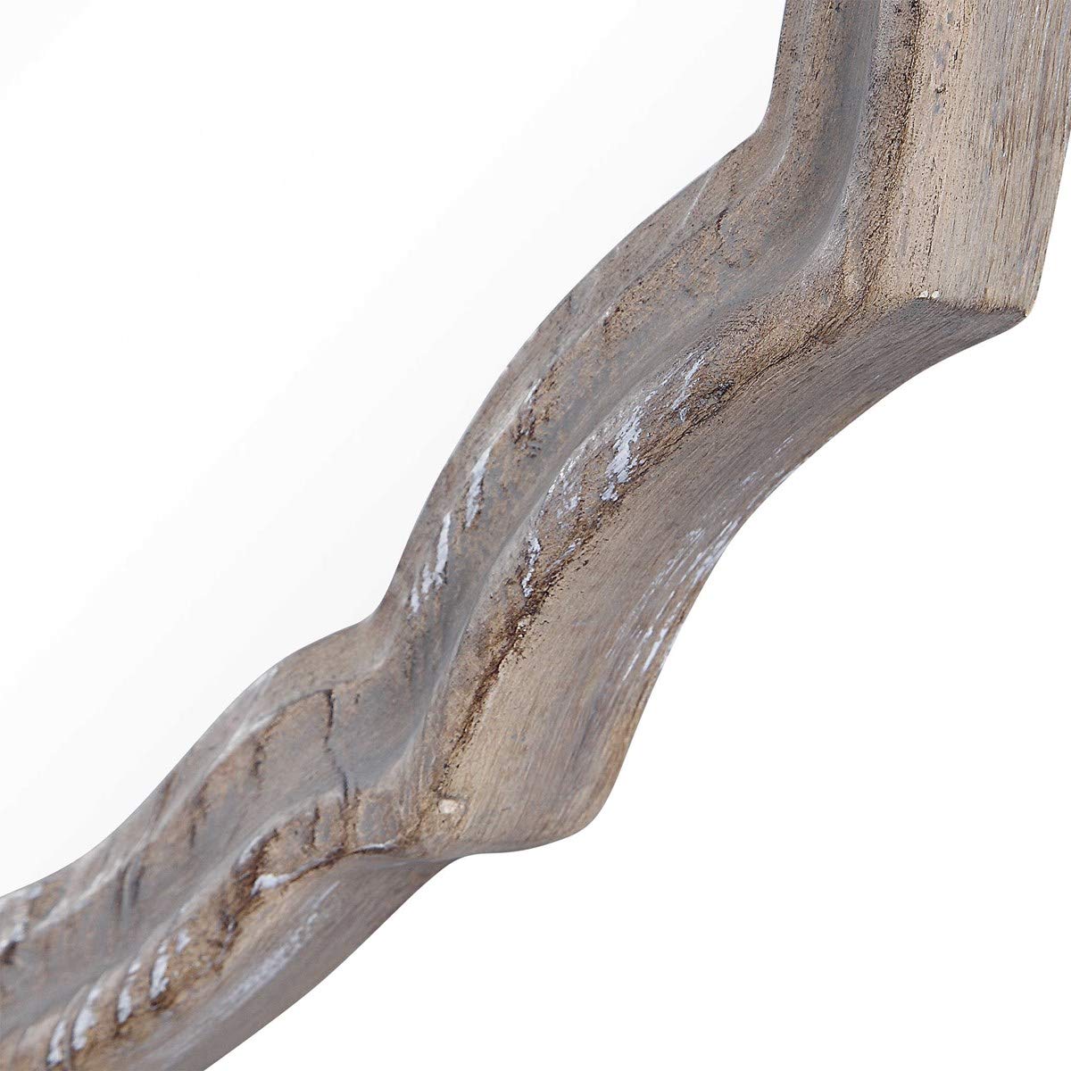 Spinner Moss & Fig Joshua Natural Wood Oval Wall Mirror - Light Ivory Distressed Finish (24”W x 34”H x 2”D) - Perfect for Farmhouse, Boho & Rustic Home Decor - Living Room, Bedroom, Entryway
