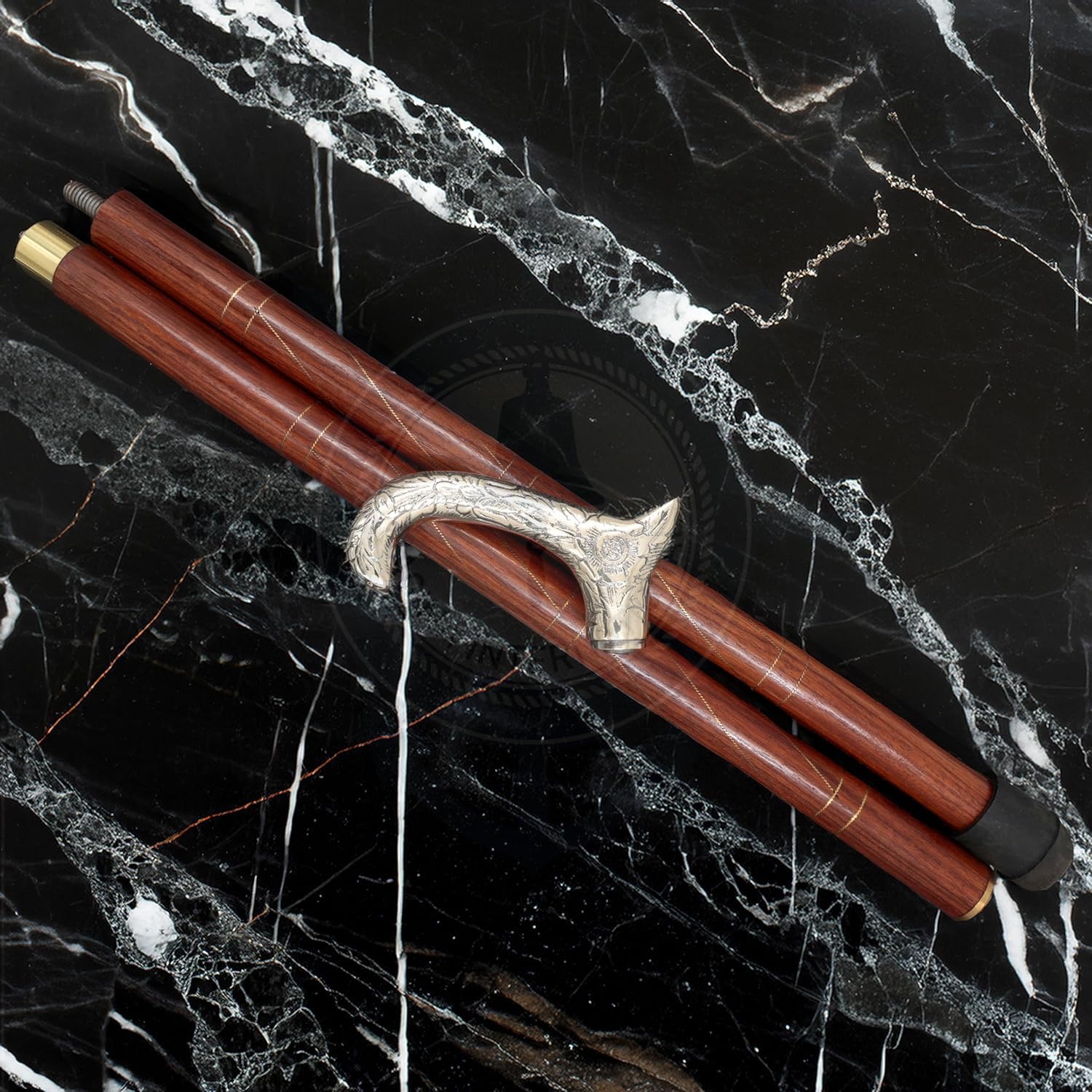 Premium Aluminum & Brass Decorative Rosewood Walking Cane - Elegant Full-Size Walking Stick for Men & Women | Perfect for Hiking, Fashion Accessory & Elderly Support