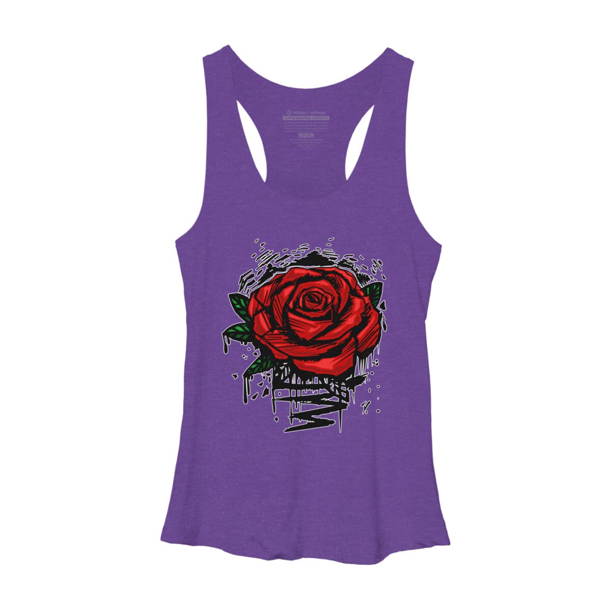 Design By Humans Women's Rugged Rose Racerback Tank Top by Adamzworld - Soft Athletic Fit Workout & Yoga Top for Women - Perfect for Gym, Running & Casual Wear