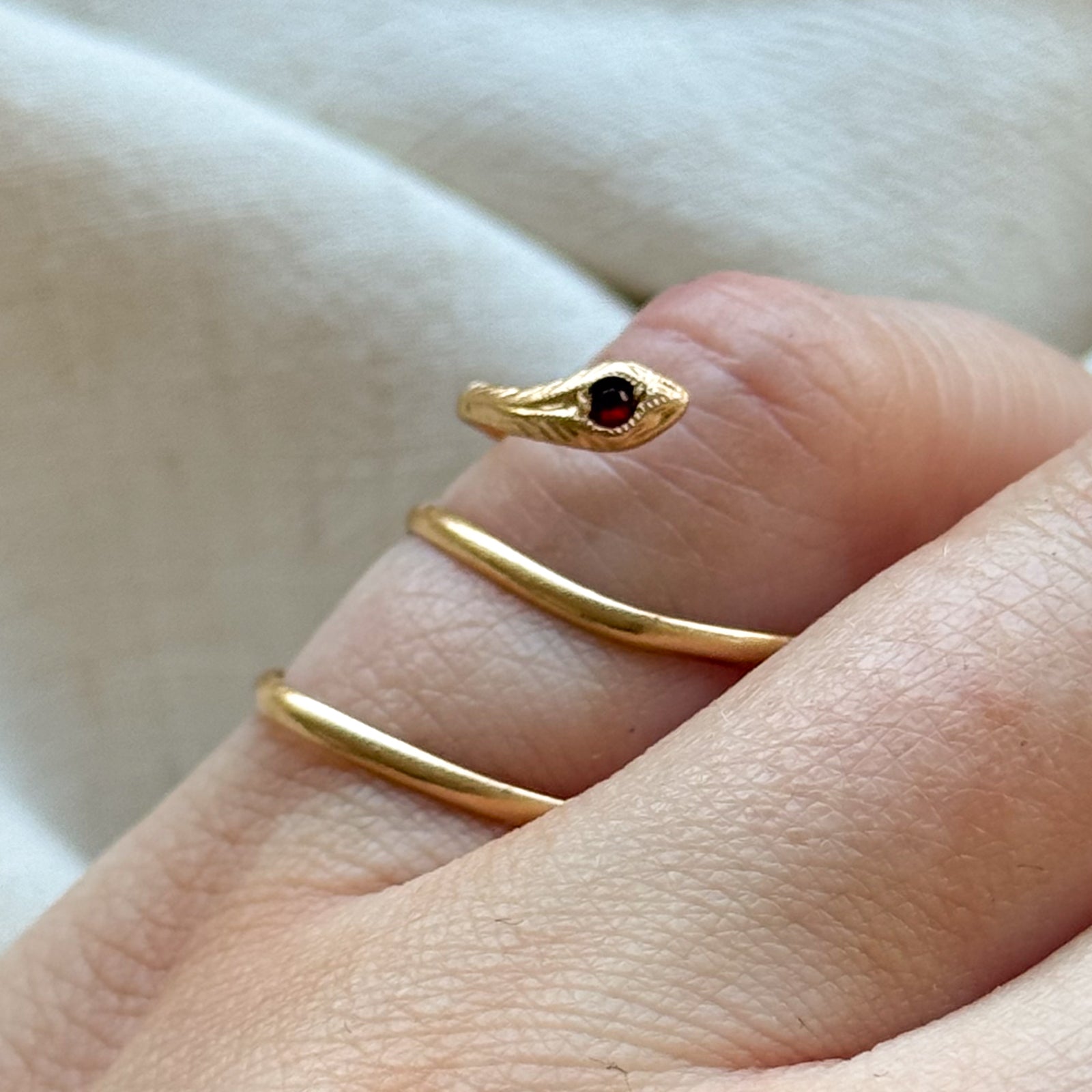 Red Glass Snake Wrap Ring - 0.02ct Diamond Accent - Size 4.5 - Elegant Stackable Jewelry for Women - Perfect for Parties, Dates & Everyday Wear
