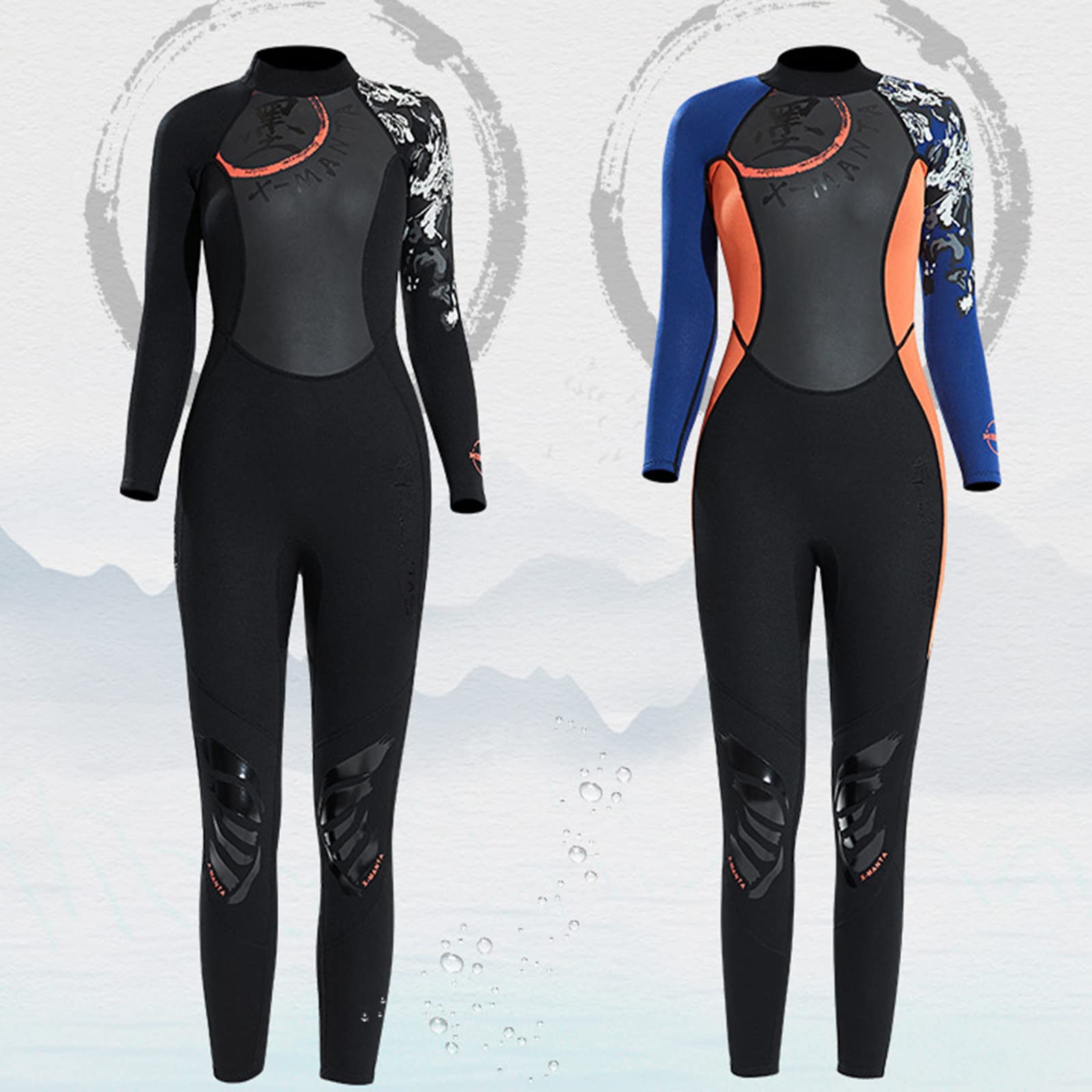 3mm Neoprene Women's Full Body Wetsuit with Back Zip - Long Sleeve Diving Suit for Swimming, Snorkeling, Surfing & Scuba Diving | Thermal Protection for Cold Water Sports | Black Size S