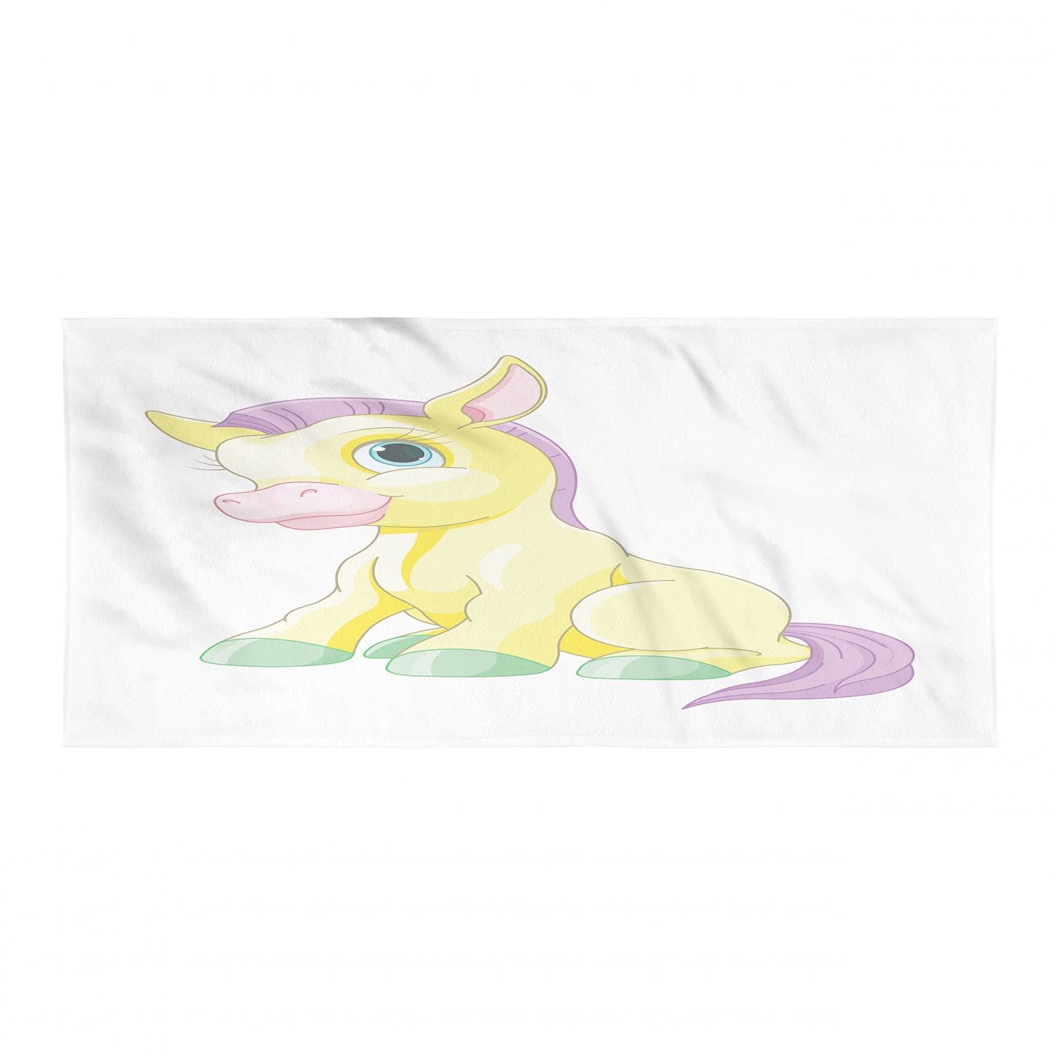 Ambesonne Funny Horse Sitting Colorful Microfiber Sports Towel - Ultra Soft, Lightweight & Absorbent for Beach, Yoga, Gym - Compact Travel Towel for Swimming, Camping & Outdoor Activities (White & Yellow)