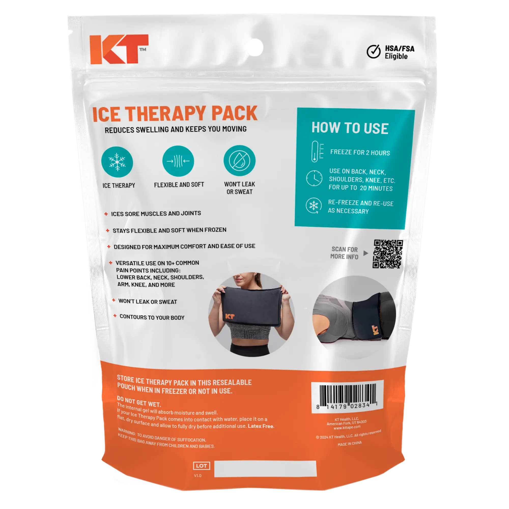 KT Health Reusable Ice Therapy Pack for Pain Relief - Cold & Hot Gel Pack for Injuries, Swelling, Muscle Soreness - Perfect for Post-Workout Recovery, Sports Injuries & Joint Pain Relief