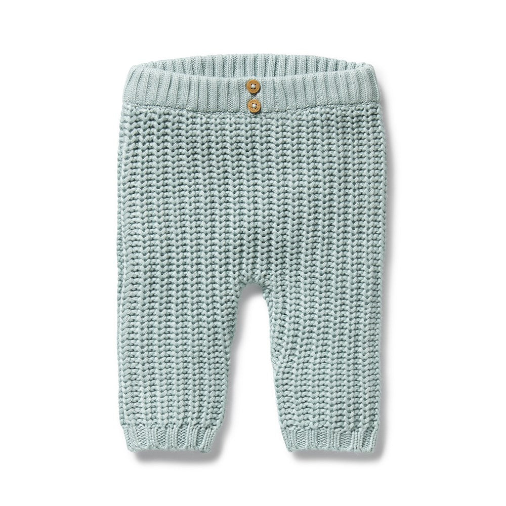 Organic Duck Egg Blue Knitted Leggings for Women - Soft Stretchy High Waist Yoga Pants for Workout, Lounge & Everyday Wear
