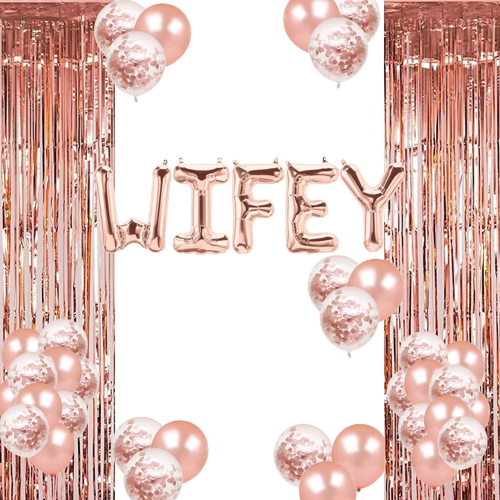 Rose Gold Bachelorette Party Decorations - Wifey Balloons, Bride To Be Banner, Wedding Shower & Anniversary Supplies - Perfect for Engagement Parties, Bridal Showers & Just Married Celebrations