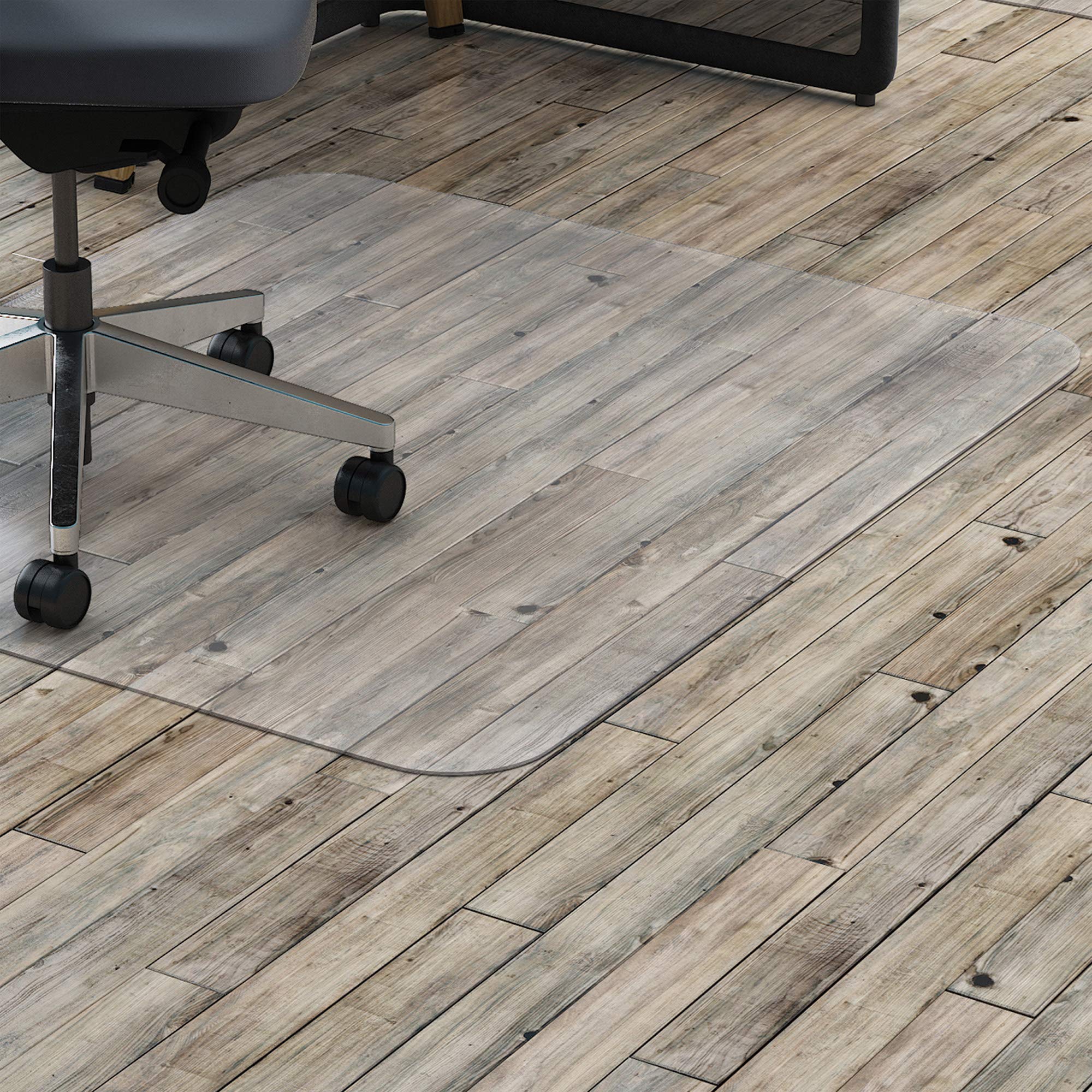 Lorell LLR69707 Clear Polycarbonate Hard Floor Chair Mat for Office & Home Use - Durable Rectangular Desk Chair Mat Protects Floors from Scratches & Rolling Chairs