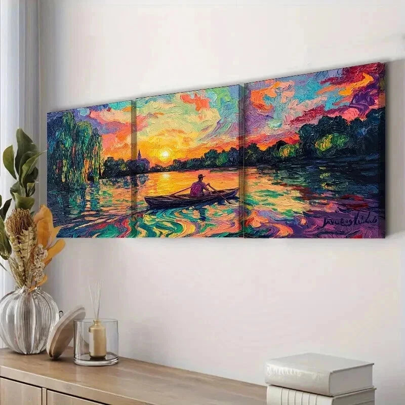 3-Piece Abandoned Lake Wall Art Set - Framed Canvas Prints 50x70cm (20x28in) | High Quality Australian Made Wall Decor | Ready to Hang | Perfect for Living Room, Bedroom & Office Decor