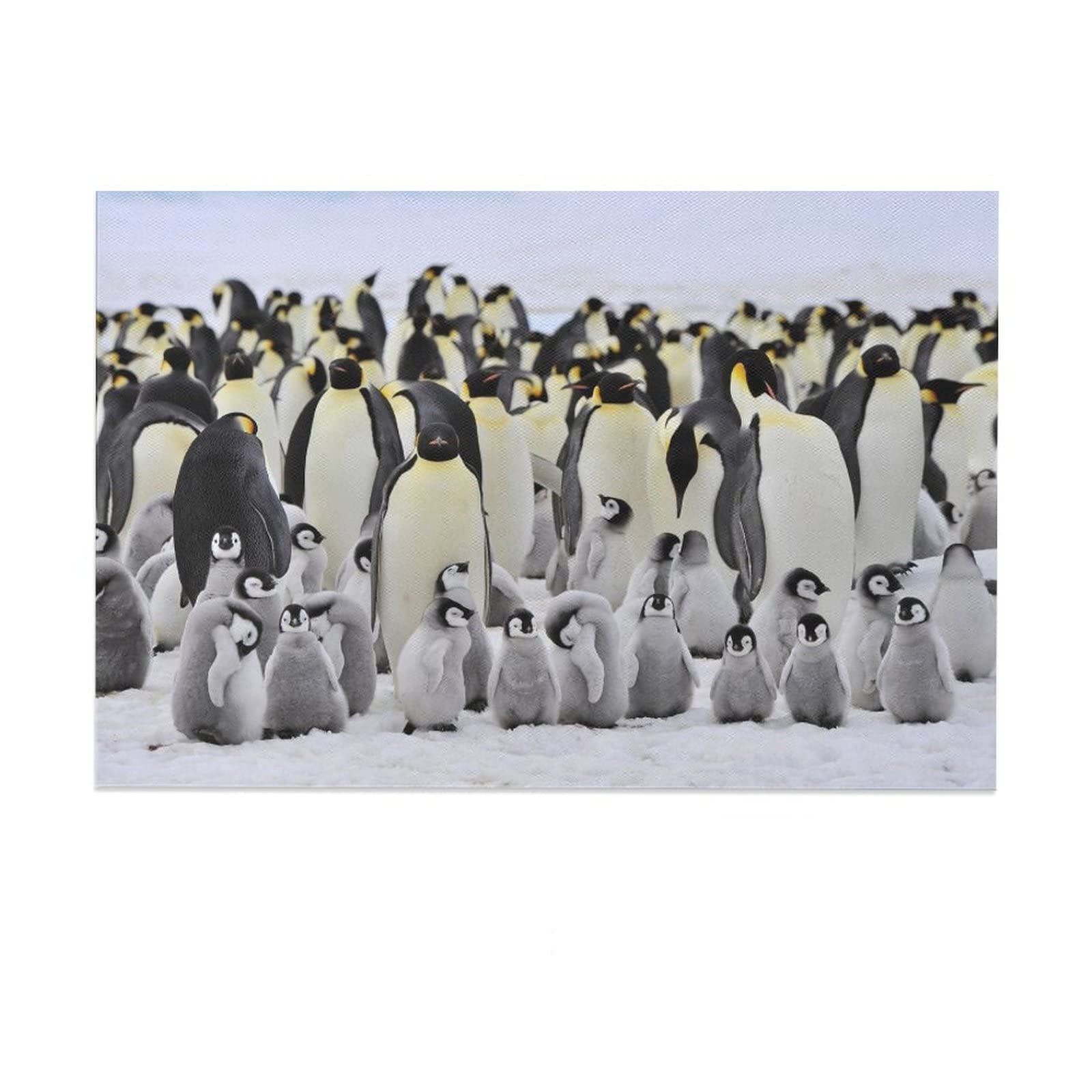 Emperor Penguins Canvas Wall Art - 12x18 Inch (30x45cm) Wildlife Animal Poster Print for Home & Office Decor - Perfect for Living Room, Bedroom, Nursery & Gift Giving