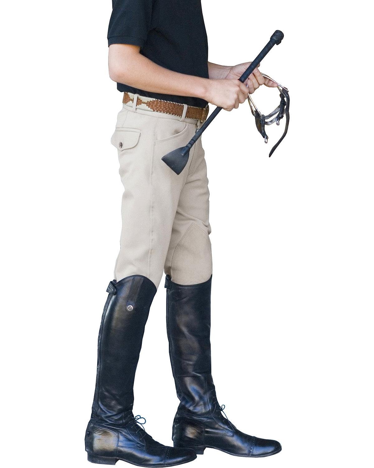 Ovation Boys Euroweave 4 Pocket Breech Riding Pants - Equestrian Show Jumping & Dressage Competition Jodhpurs for Young Riders
