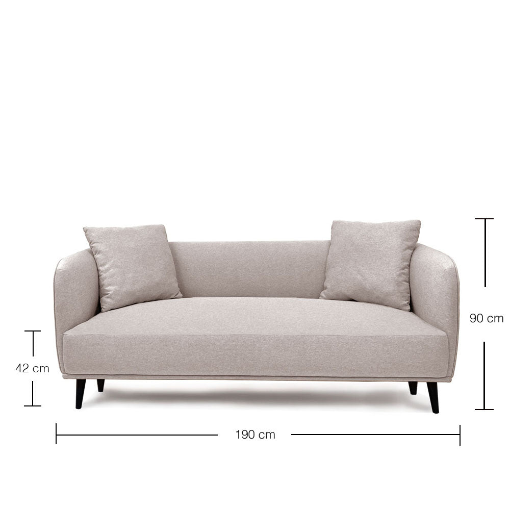 Heather 2.5 Seater Sofa - Modern Fabric Couch for Living Room, Small Space Apartment Furniture, Comfortable Loveseat for Lounge, Office & Guest Room (Beige/Gray)