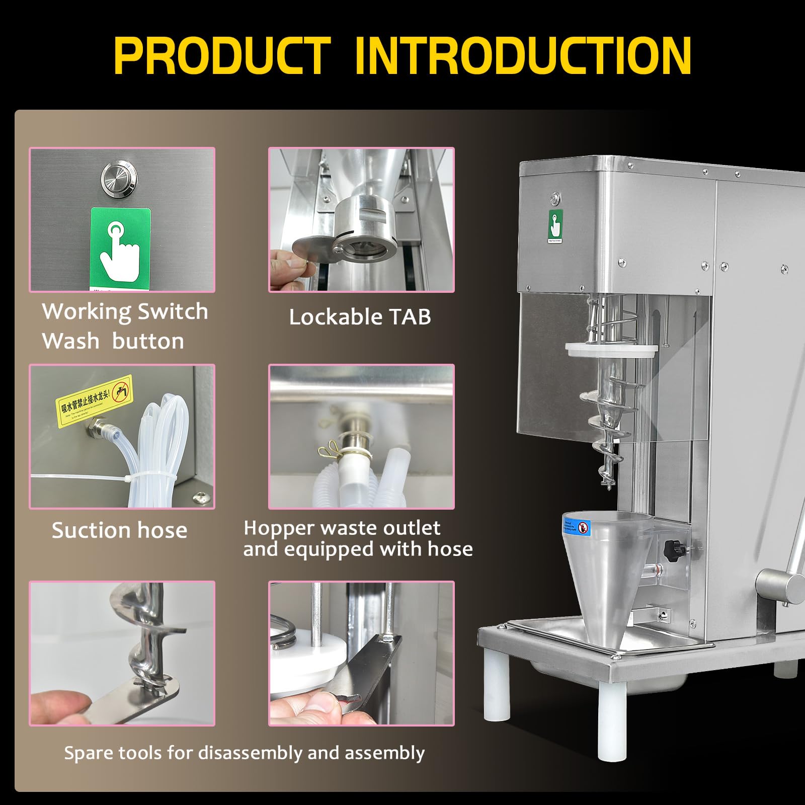 Kolice Commercial Frozen Yogurt Milkshake Blender - Heavy Duty Ice Cream Mixer & Swirl Machine for Shops, Cafes & Dessert Bars - Perfect for Smoothies, Milkshakes & Frozen Treats