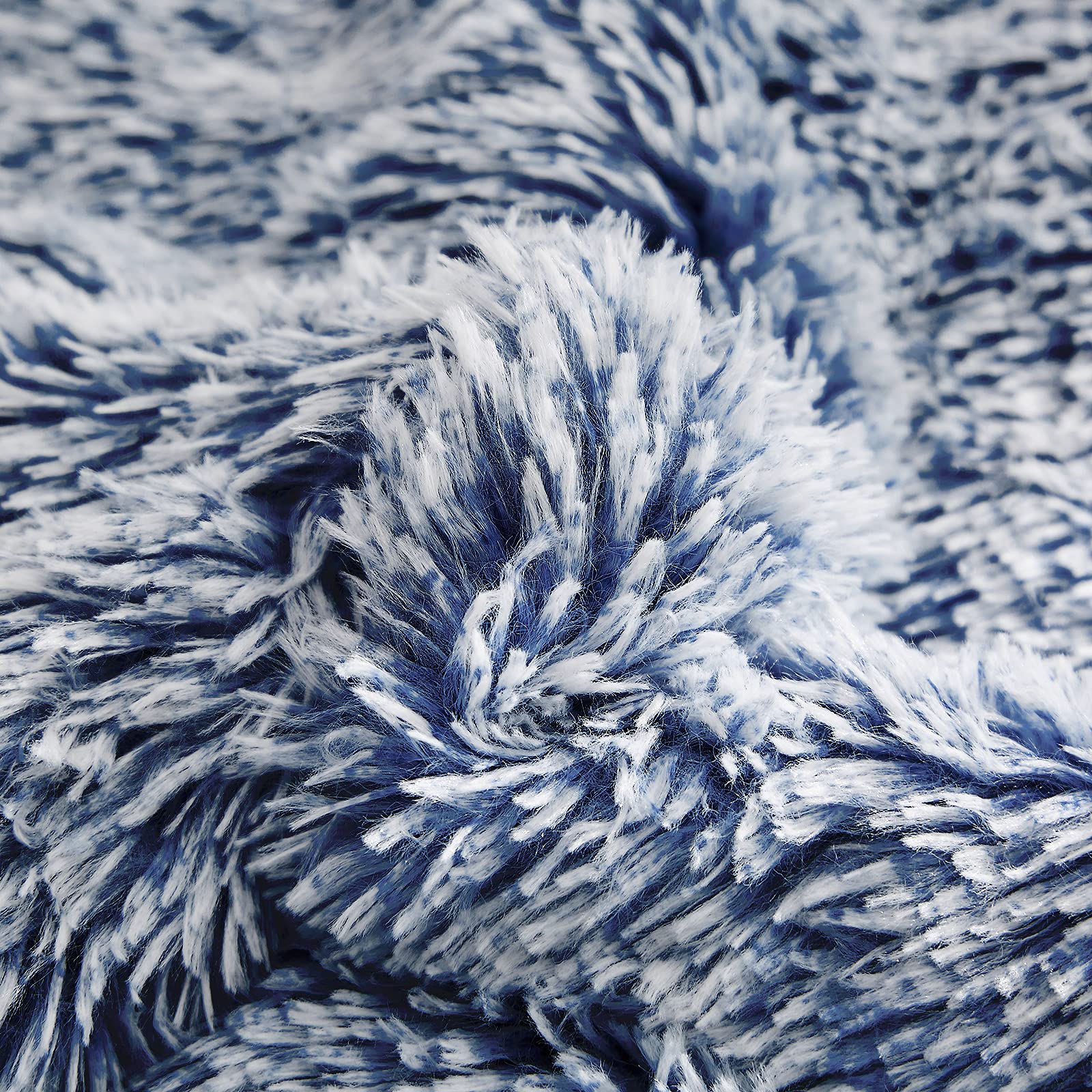 Luxury Faux Fur Shaggy Fluffy Comforter Set - Twin Size Navy & White Reversible Sherpa Backing, 3-Piece Plush Microfiber Bedding for Winter Warmth | Cozy Bedroom Upgrade & Gift Idea for Cold Nights