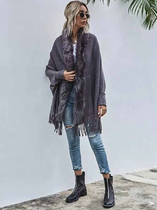 Women's Warm Wool Coat with Fur Collar - Winter Fashion Outerwear for Casual & Dressy Occasions