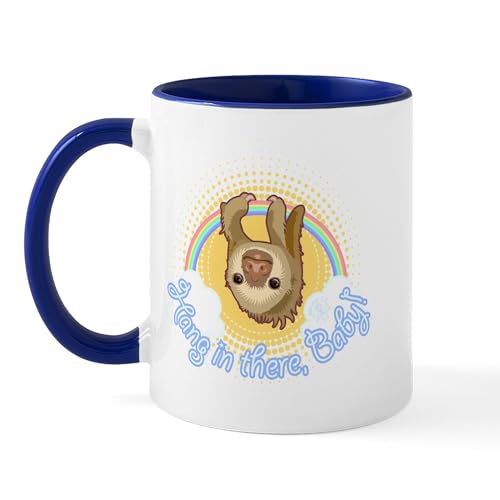 White/Navy Inside - Hang In There Sloth Mug