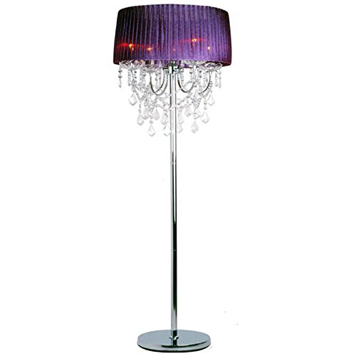 Modern Crystal Floor Lamp - European Style Fabric Shade for Living Room & Bedroom - Elegant Purple Crystal Lighting Fixture (Perfect for Bedside, Lounge & Reading Nook)