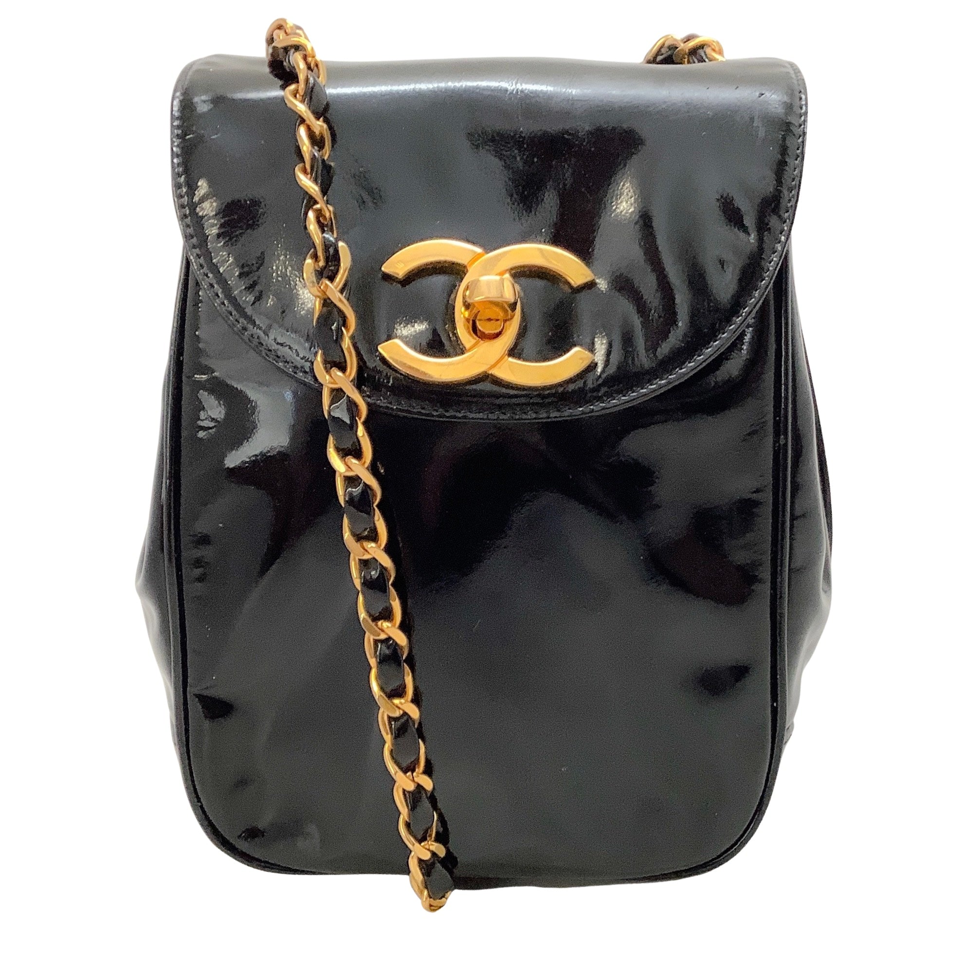 Vintage Chanel Black Patent Leather Mini Crossbody Bag for Women | Classic Luxury Handbag | Perfect for Evening Parties, Date Nights & Special Occasions
