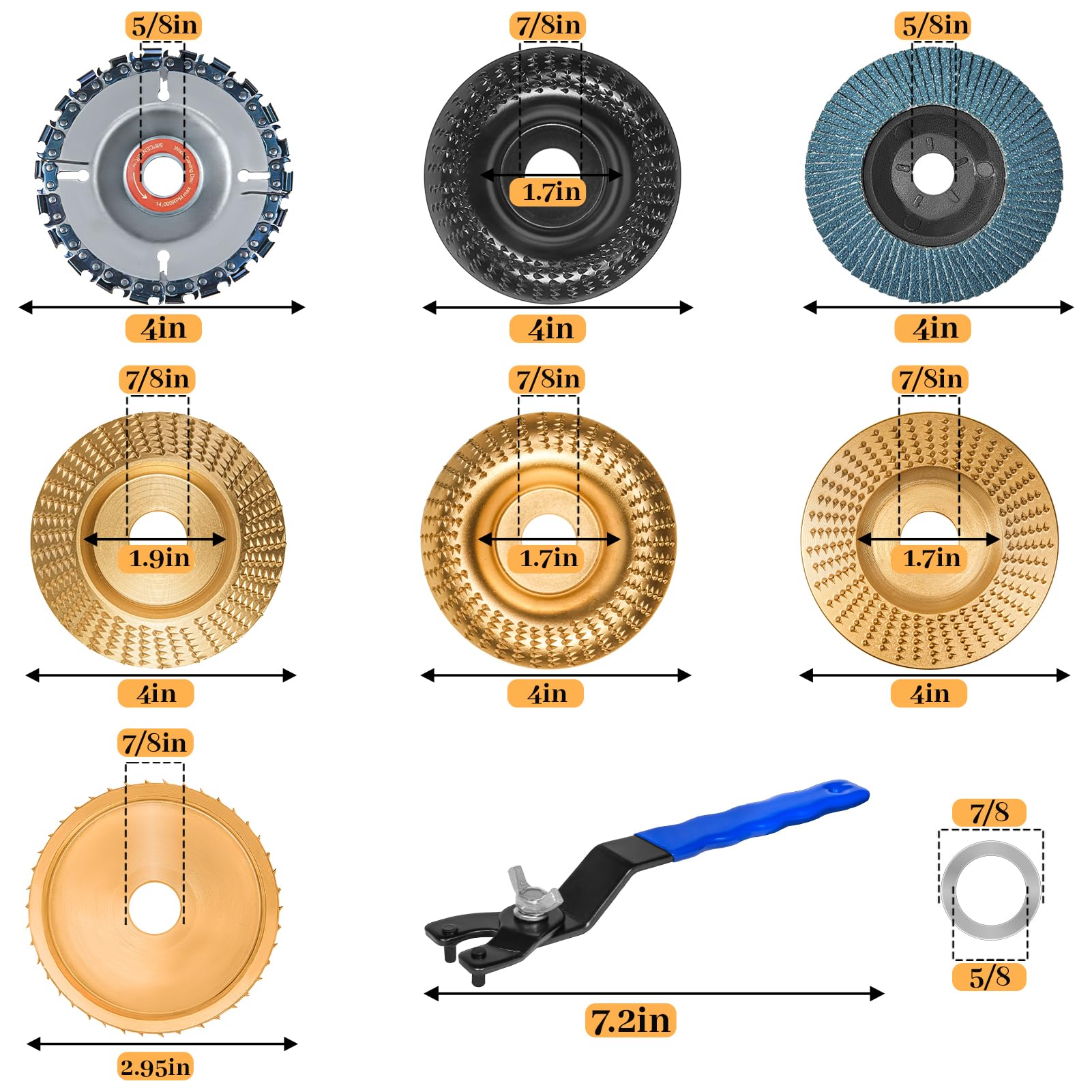 11Pcs Wood Carving Disc Set for 4