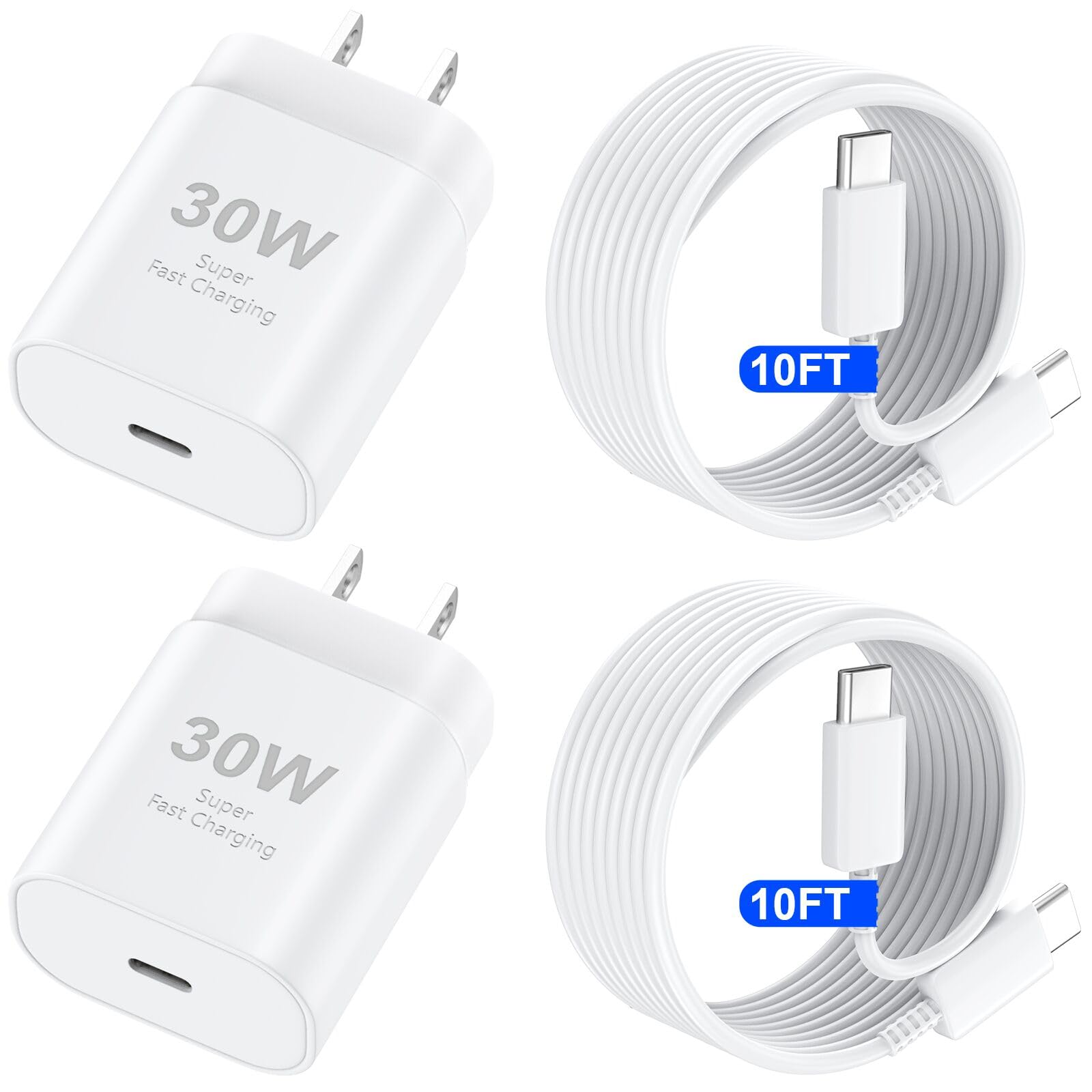 30W USB C Fast Charger Block for iPhone 16/15 Series - 10FT Long Type C Cable Included - Compatible with iPhone 16 Pro Max/16 Pro/16 Plus/15 Pro Max/15 Pro/15 - Perfect for Home, Office & Travel Charging Needs