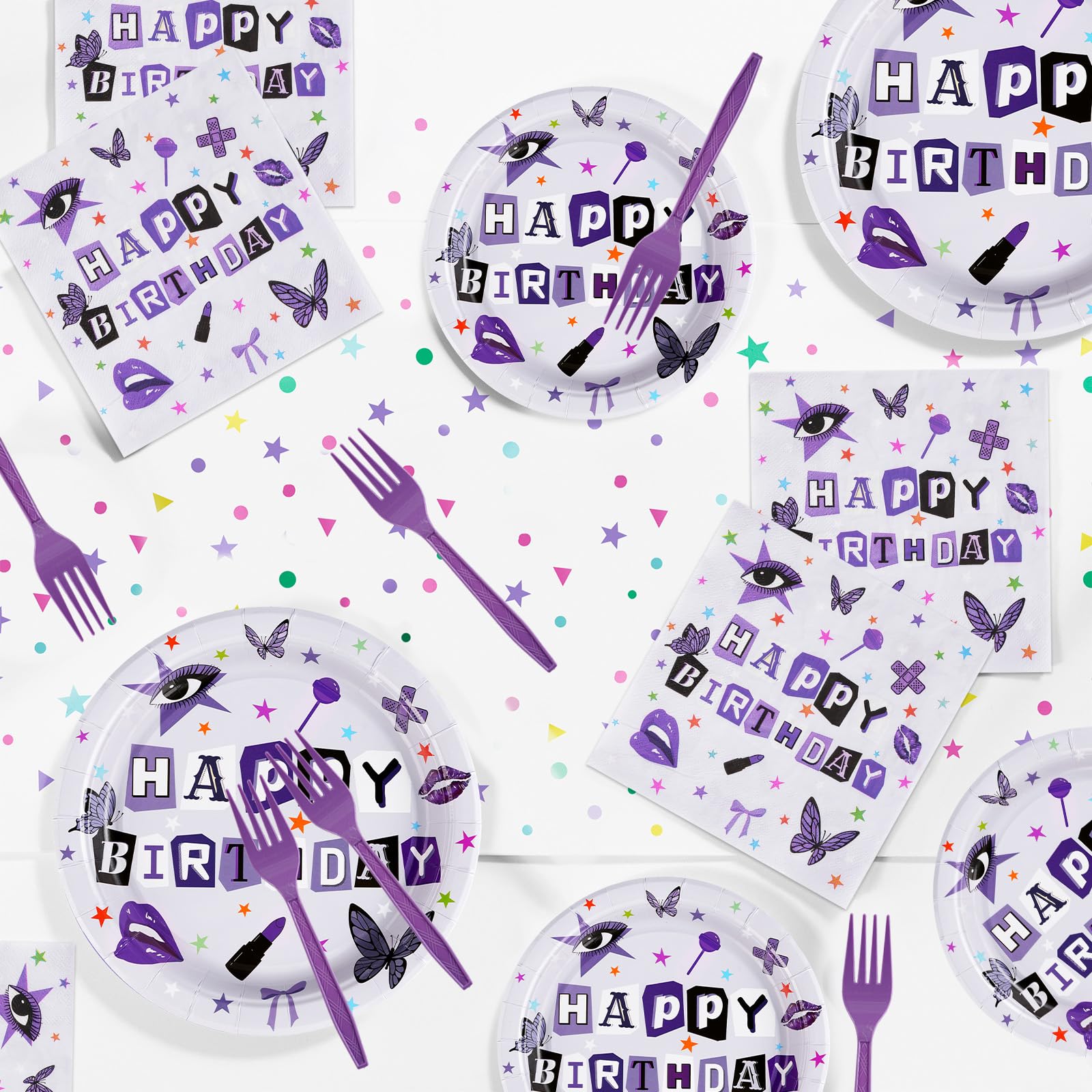 96-Pack Purple Disposable Party Plates - 350GSM Heavy Duty Paper Tableware for Birthday, Concert & Music Fan Gatherings - Perfect for Vocalist Tours, Band Parties & Themed Celebrations (Serves 24)