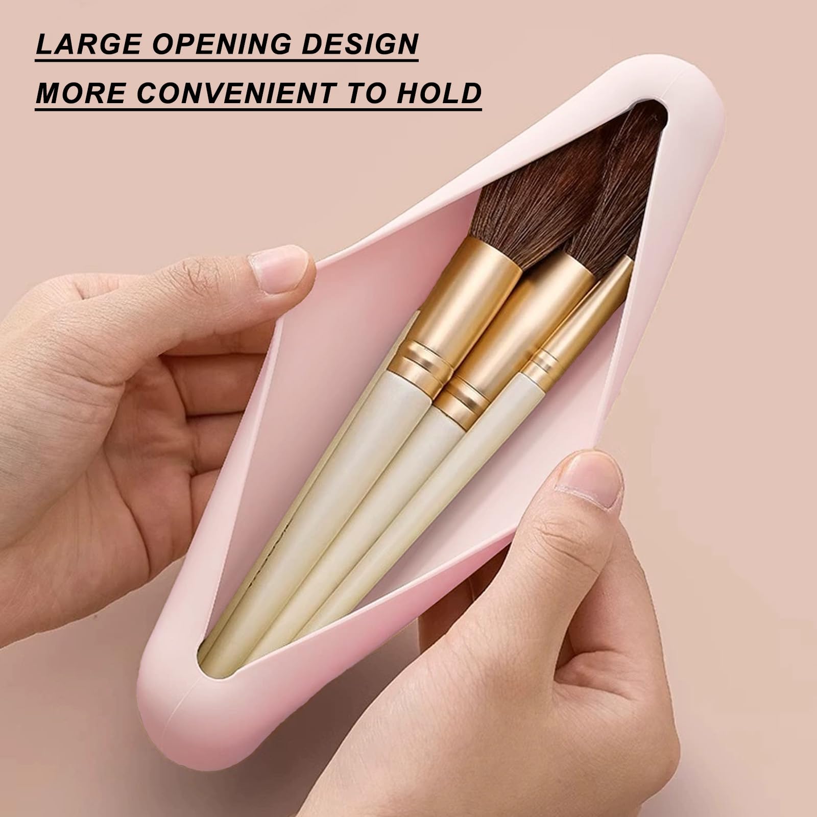 2 Pcs Silicone Travel Makeup Brush Holder Bag - Large Magnetic Cosmetic Organizer Case for Makeup Brushes & Face Tools, Soft Portable Makeup Brush Storage for Travel, Home & Salon Use
