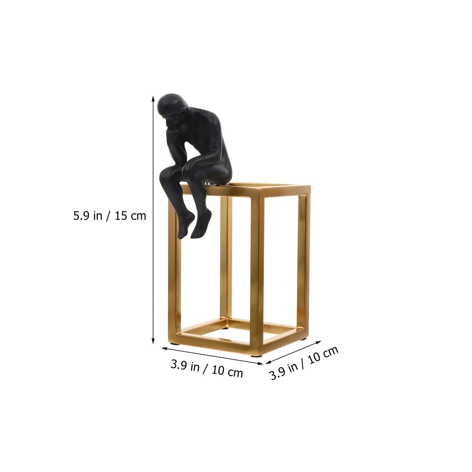 BESPORTBLE Little Black Iron Thinker Statue - Desktop Decor, Tabletop Ornament, Photography Prop | Perfect for Home Office, Bookshelf Display & Artistic Photography Backdrops