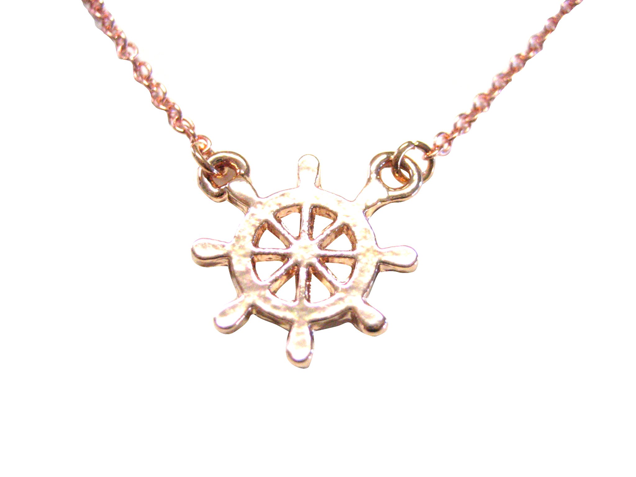 Kiola Designs Rose Gold Nautical Ship Helm Pendant Necklace for Women - Perfect for Beach Vacations, Cruise Trips, and Ocean-Themed Gifts