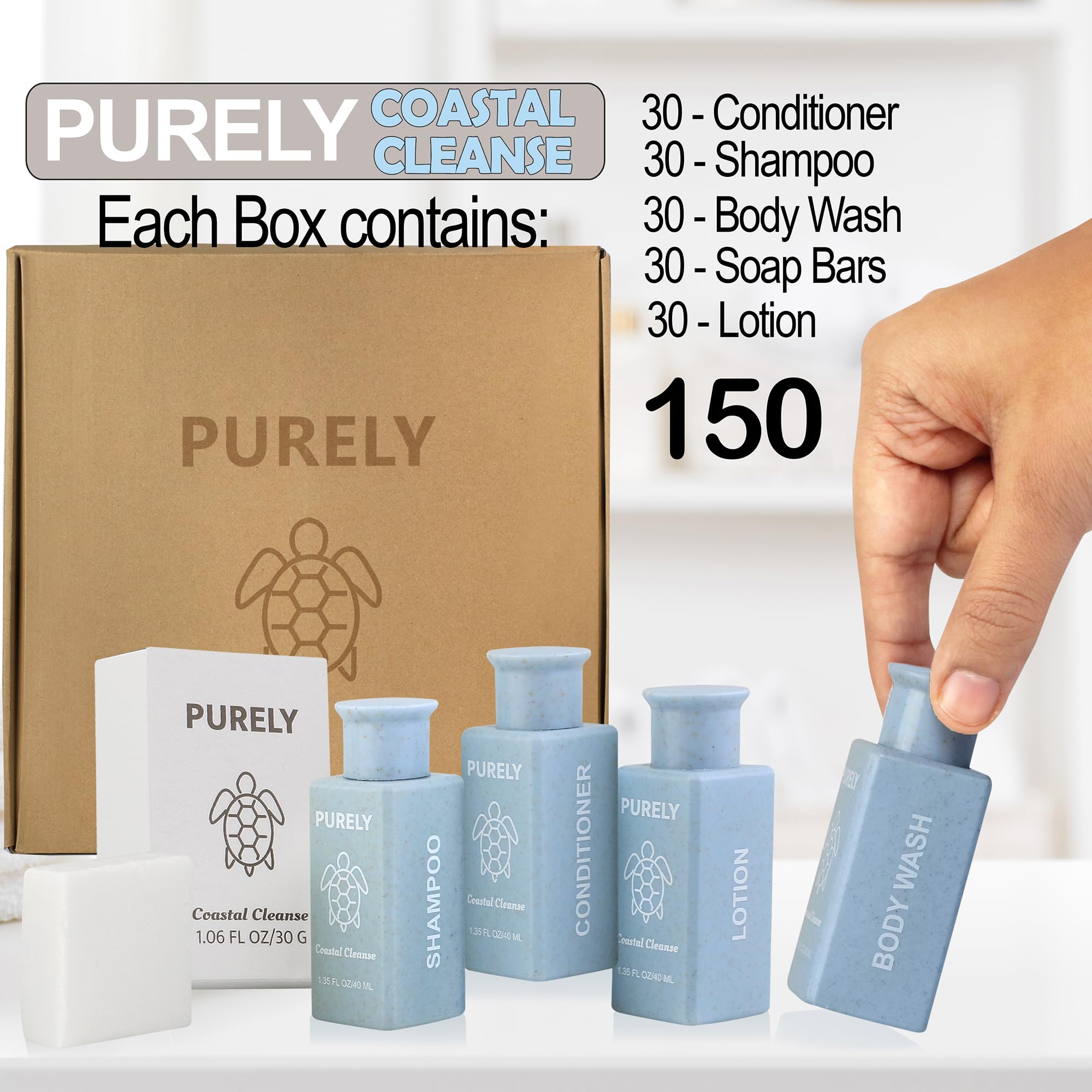 Bulk 150-Piece Hotel Style Toiletries Set - Airbnb Essentials for Hosts & Guests | Travel-Sized Shampoo, Soap, Lotion | Perfect for Hospitality, Homeless Care Packages & Emergency Supplies