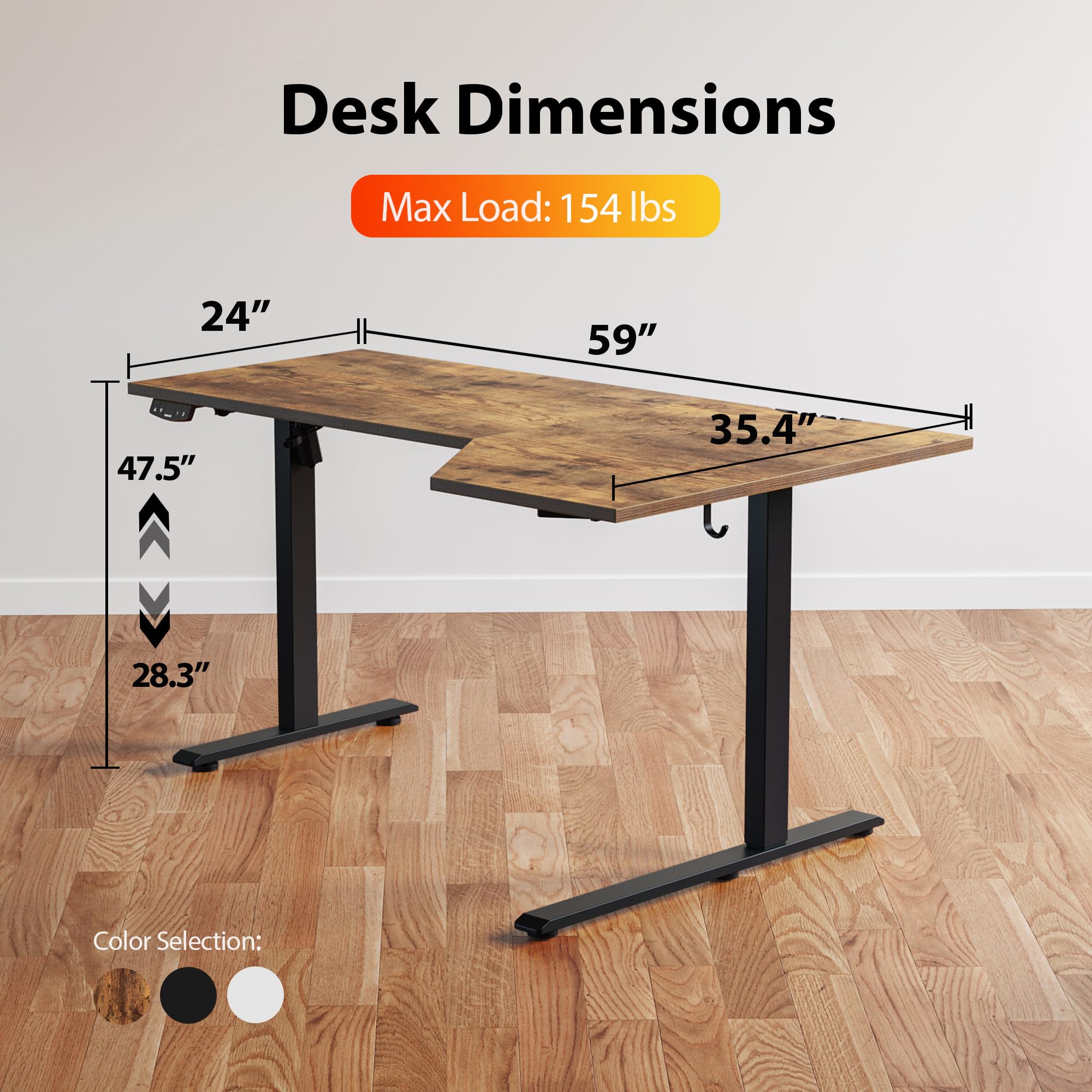 Agilestic Electric L-Shaped Standing Desk 59