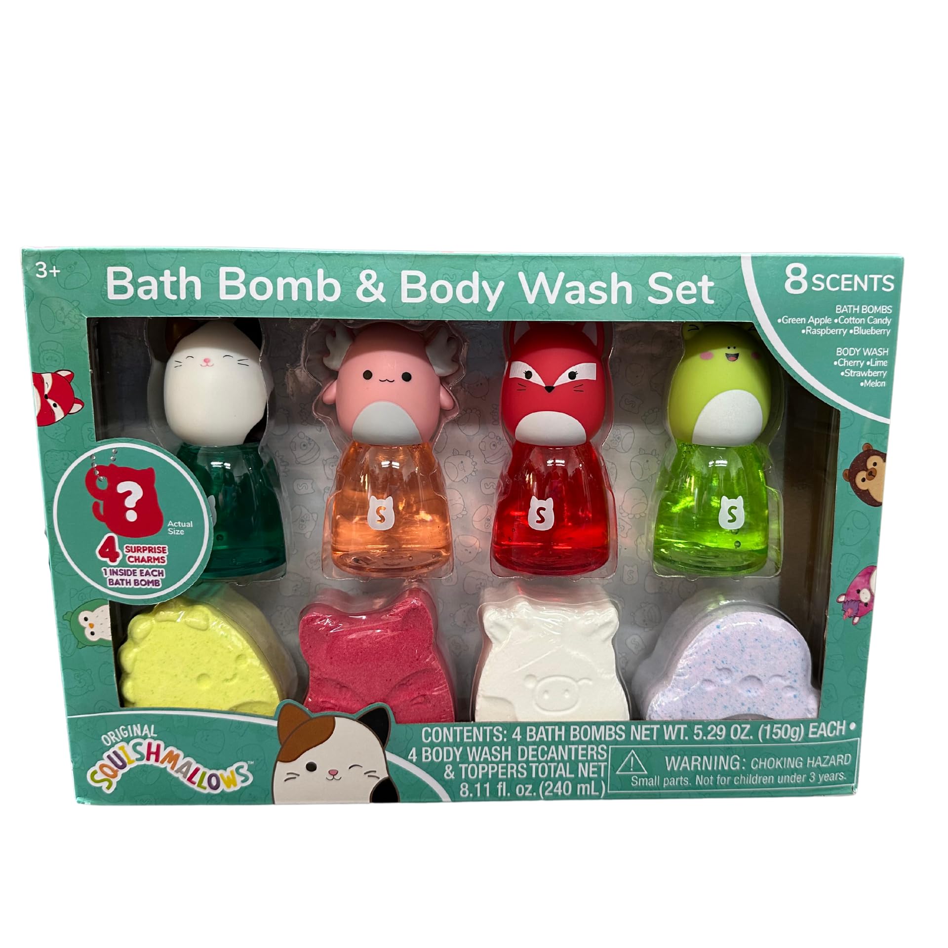 Luxury Bath Bomb & Body Wash Gift Set - 8-Piece Relaxation Kit with 4 Scented Body Washes & 4 Surprise Bath Bombs (Contains 4 Charms Each) | Spa Day at Home, Self-Care Routine, Perfect for Kids Ages 3+ & Adults