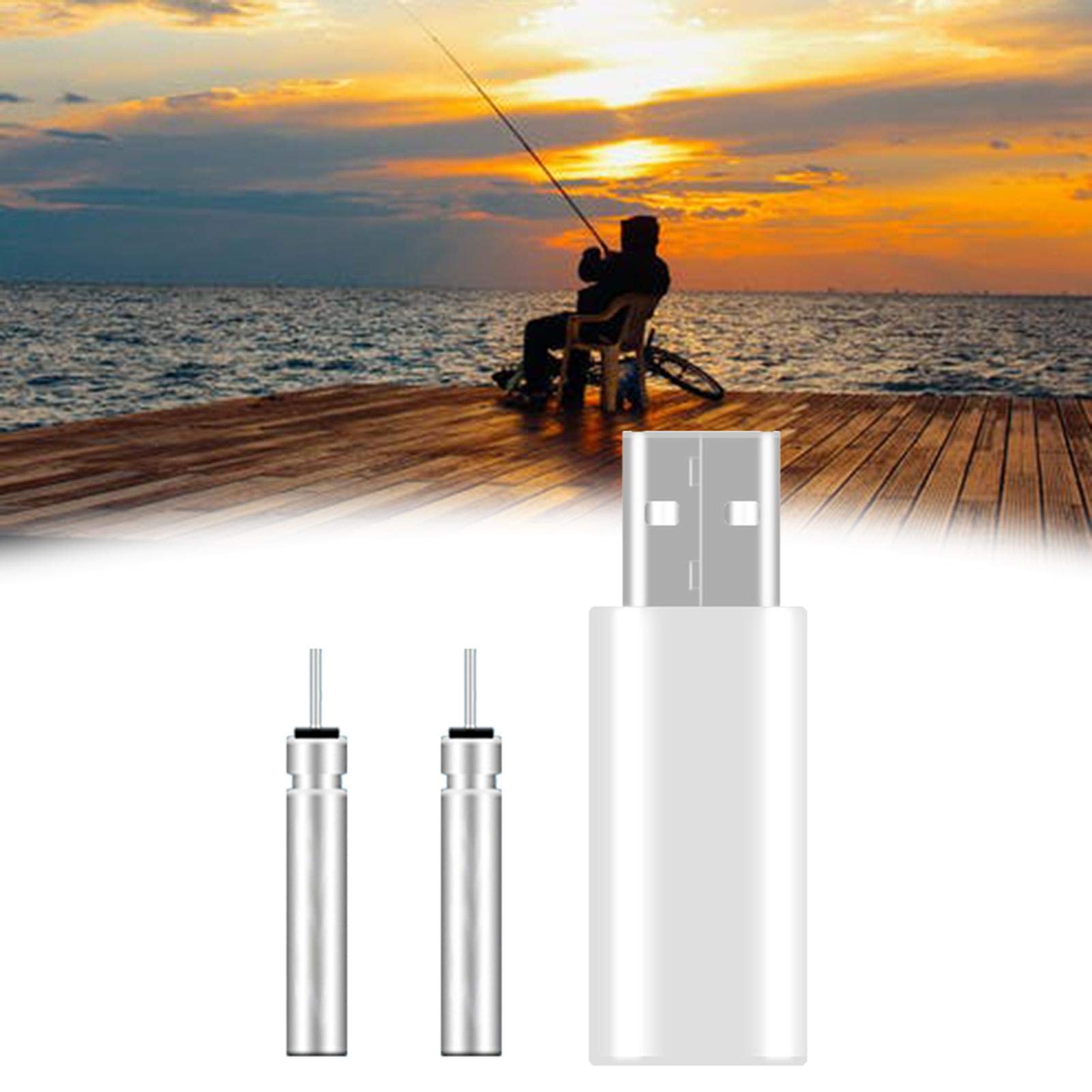 Rechargeable CR425 Electronic Fishing Float Battery USB Charger - Waterproof LED Glow Stick Floats for Night Fishing | Perfect for Kayak, Pier & Shoreline Anglers