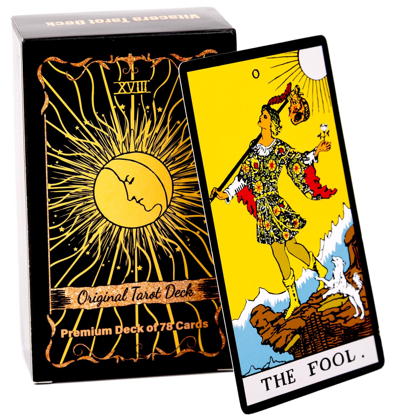 Vitacera Original Tarot Cards Deck with Guidebook & Linen Bag - Smith Classic Artwork, Standard Tarot Deck for Beginners to Advanced, Durable Divination Cards for Meditation, Self-Discovery & Spiritual Guidance