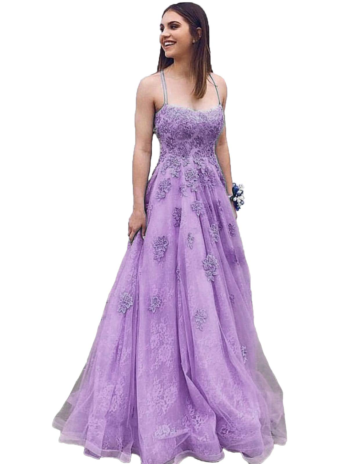Elegant Women's Halter Lace Applique Prom Dress - Long Tulle Evening Gown for Formal Events, Weddings & Special Occasions