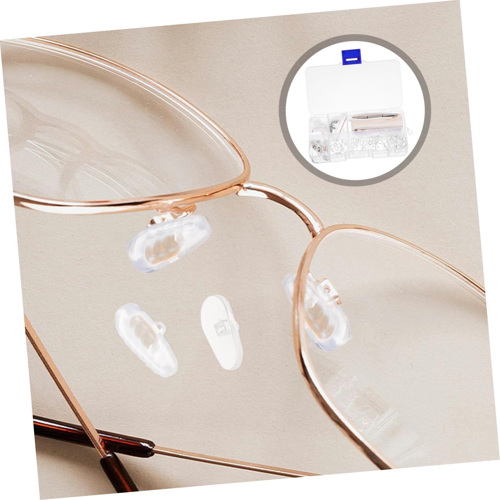 iplusmile Glasses Repair Kit - 1 Set with Nose Pads, Screws, Portable Screwdriver & Tweezers for Eyeglasses & Sunglasses | Home, Office, Travel Essential Accessories