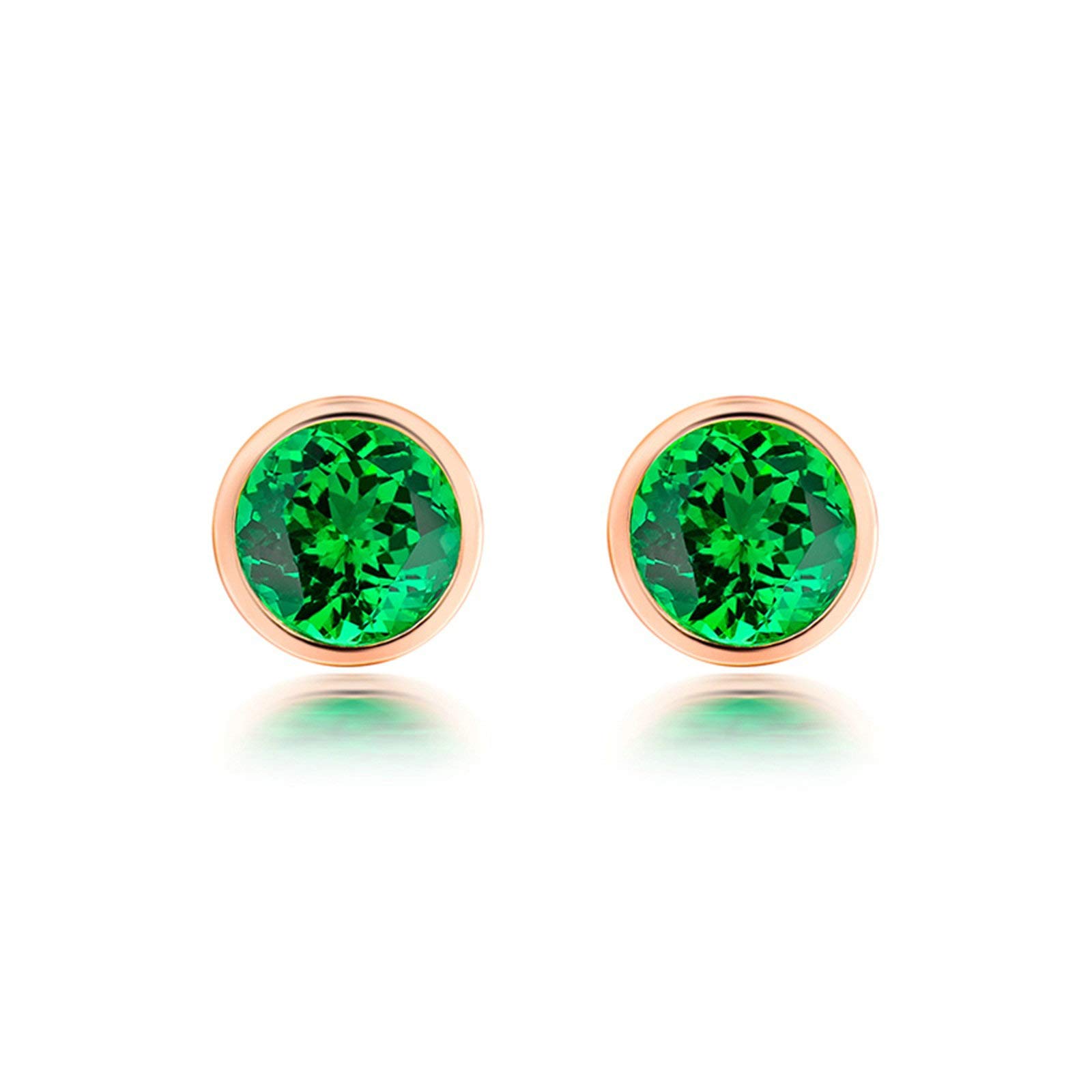 18ct Rose Gold Earrings for Women - 0.95ct Round Tsavorite Stud Earrings | Elegant Jewelry Gift for Birthday, Anniversary & Special Occasions