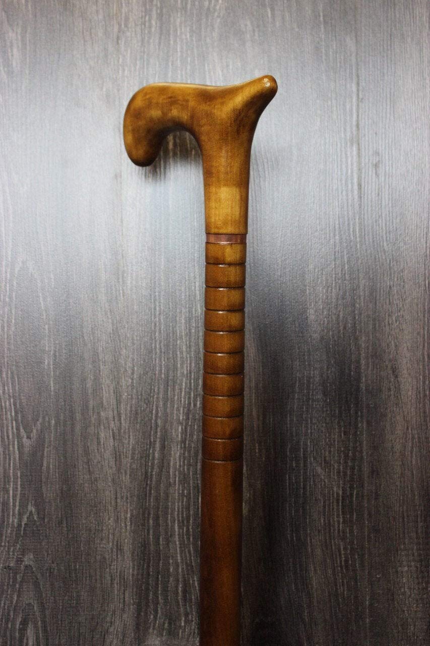 Handmade Elegant Cane - Premium Derby Wooden Walking Stick for Men & Women - Hand Carved Gift for Seniors, Travel & Fashion Accessory - Perfect for Hiking, Weddings & Daily Support