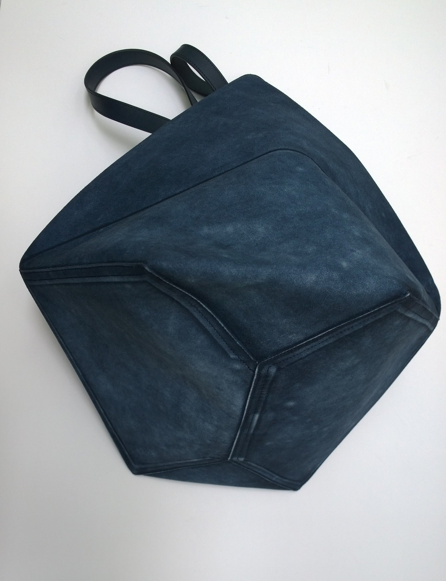 Loewe Puzzle Fold Tote Bag - Large Dark Blue Distressed Suede Handbag for Women | Stylish Work Tote, Travel Bag & Everyday Purse