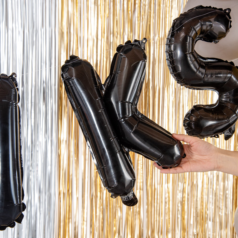 Balloonify Black Mylar Letter K Balloon - 16 Inch Large Foil Alphabet Balloon for Birthday Party Decorations, Graduation, Baby Shower & Wedding Celebrations - 1 Count Box