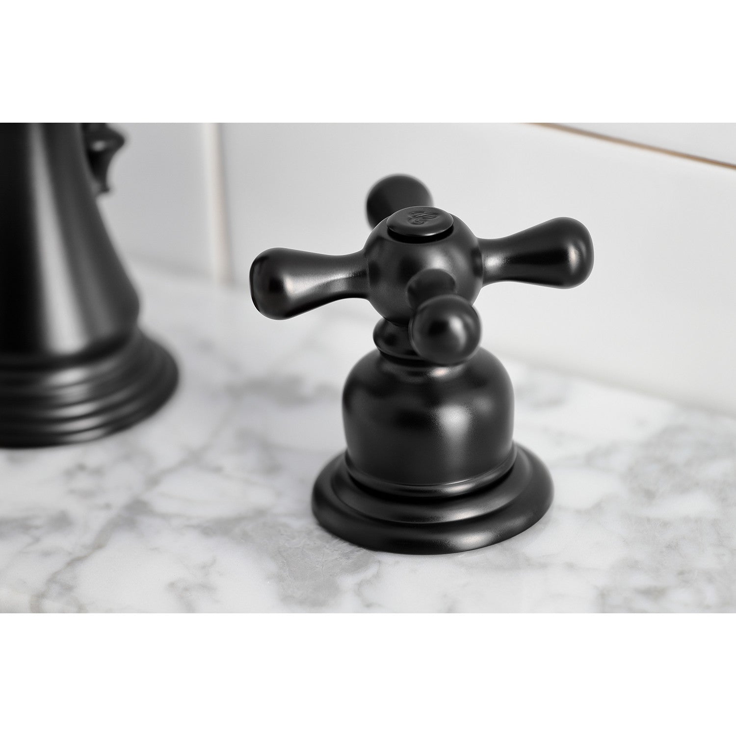 American Classic FSC1970AX Matte Black Widespread Bathroom Faucet - 2 Handle 3 Hole Deck Mount with Brass Pop-Up Drain - Perfect for Modern Bathroom Vanities and Powder Rooms