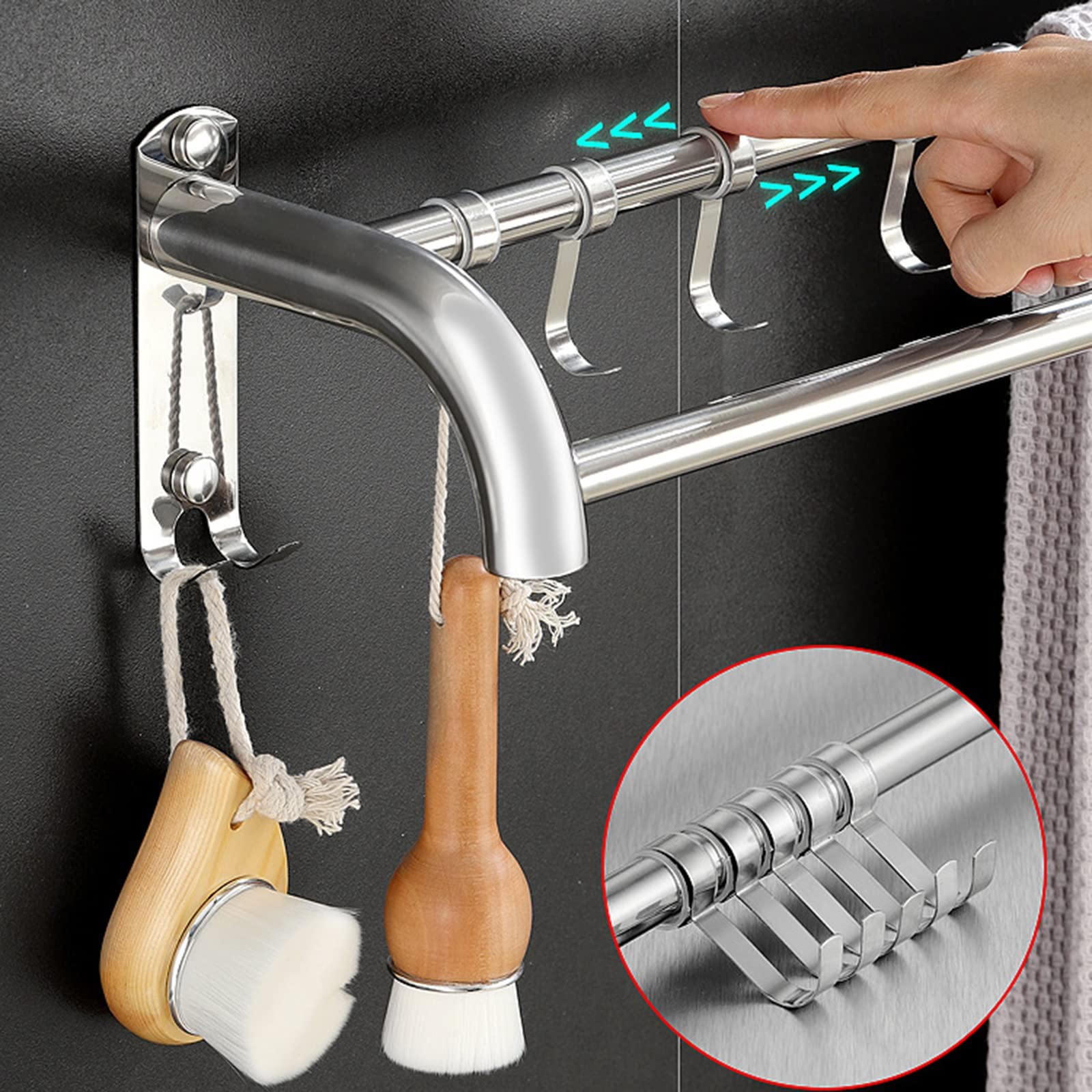 Stainless Steel Double-Layer Punch-Free Bathroom Towel Bar - 50cm Bathroom Hardware Accessories for Modern Home & Hotel Use
