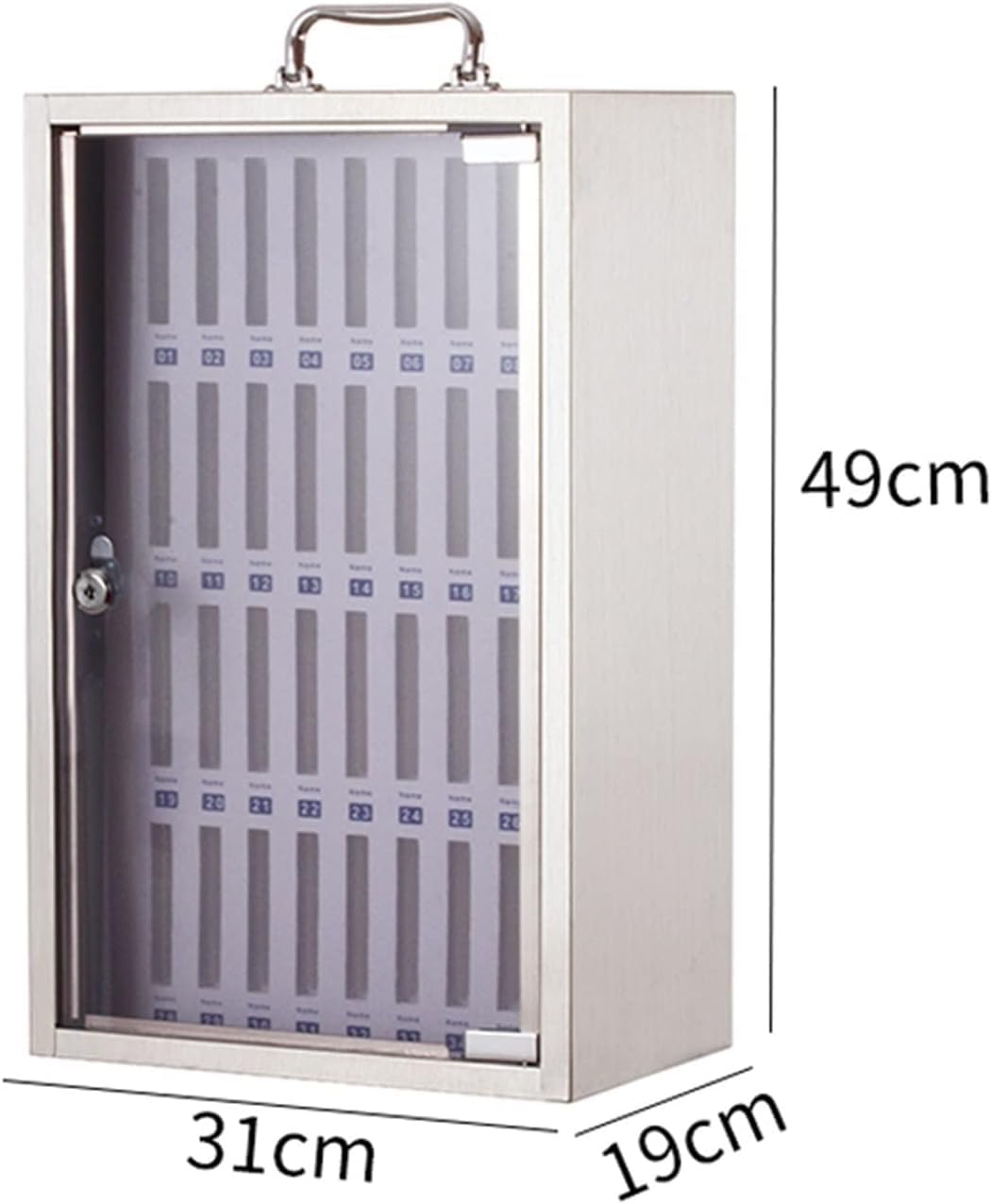 36-Slot Lockable Metal Phone Storage Cabinet - Stainless Steel Wall-Mounted Mobile Phone Safe for Retail, Office & School Security