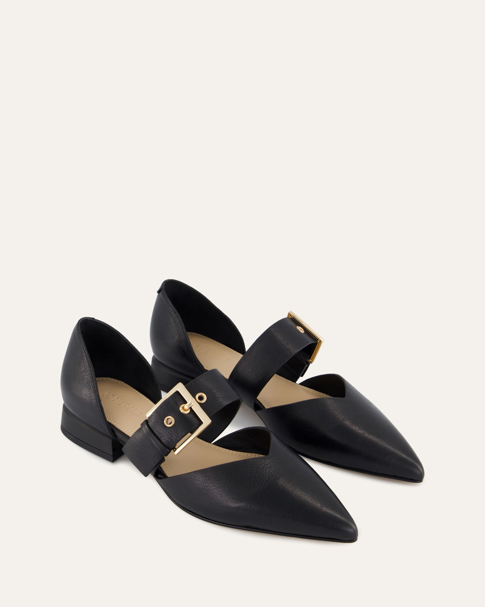 NEELA Black Leather Dress Flats - Comfortable & Stylish Women's Shoes for Work, Office & Formal Occasions