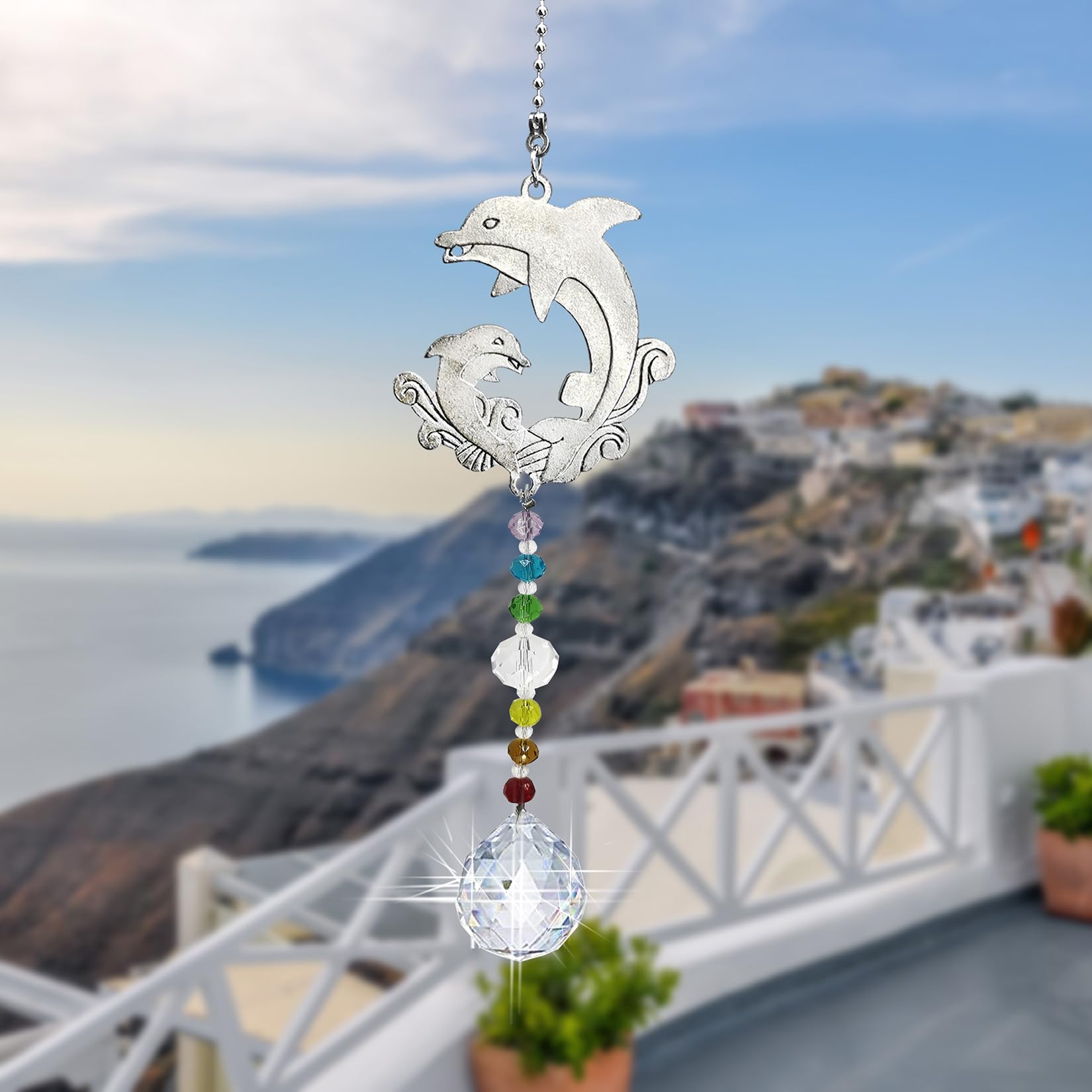 Crystal Dolphin Sun Catcher - Window Hanging Rainbow Maker Ornament with Prisms for Home & Garden Decor | Perfect for Living Rooms, Bedrooms, and Outdoor Spaces