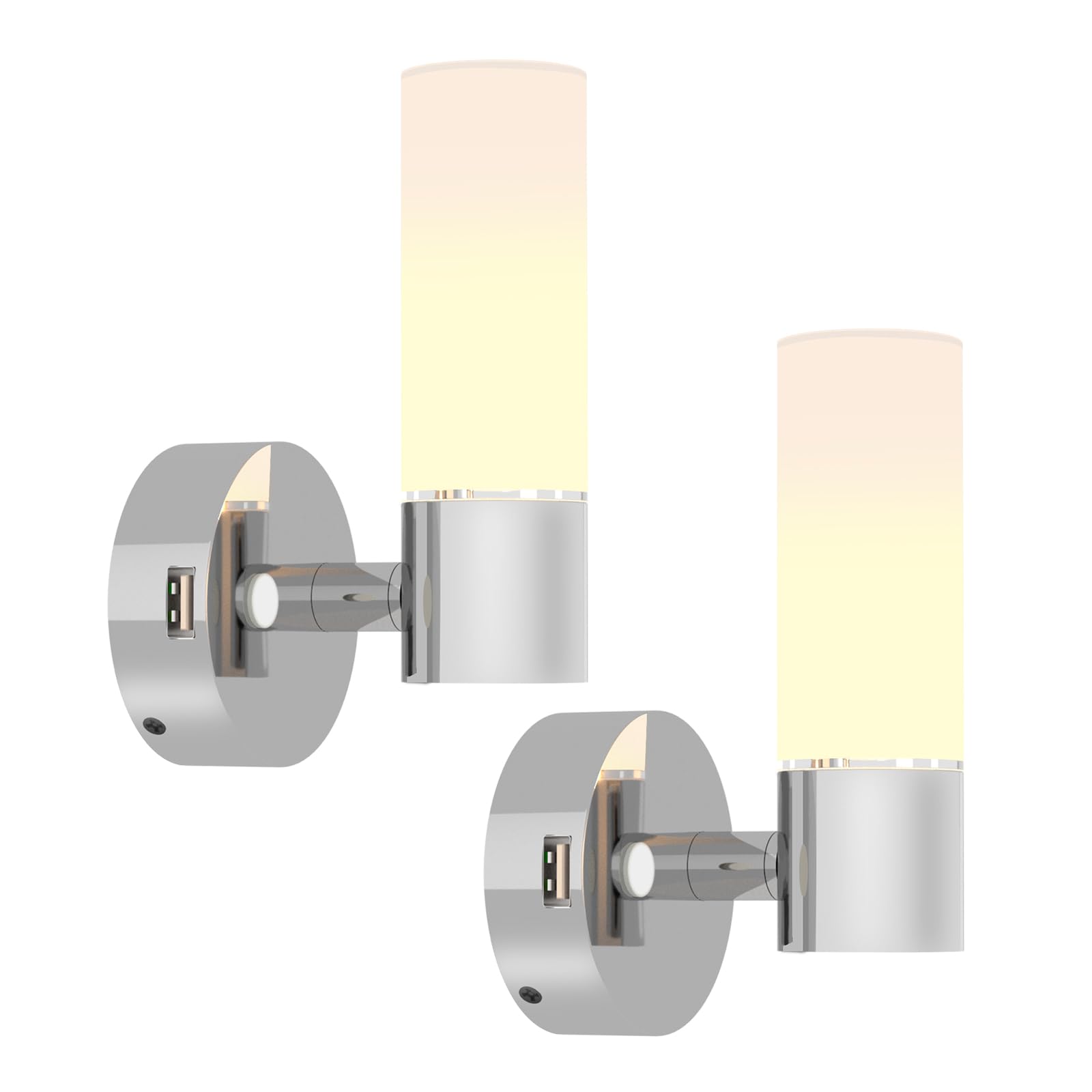 Acegoo RV Wall Sconces - 12V LED Reading Lights for Motorhome, Boat, Trailer & Camper Van - Dimmable Vanity Light with Acrylic Lampshade & Red Night Light - Perfect for Bedroom, Bathroom & Nighttime Navigation