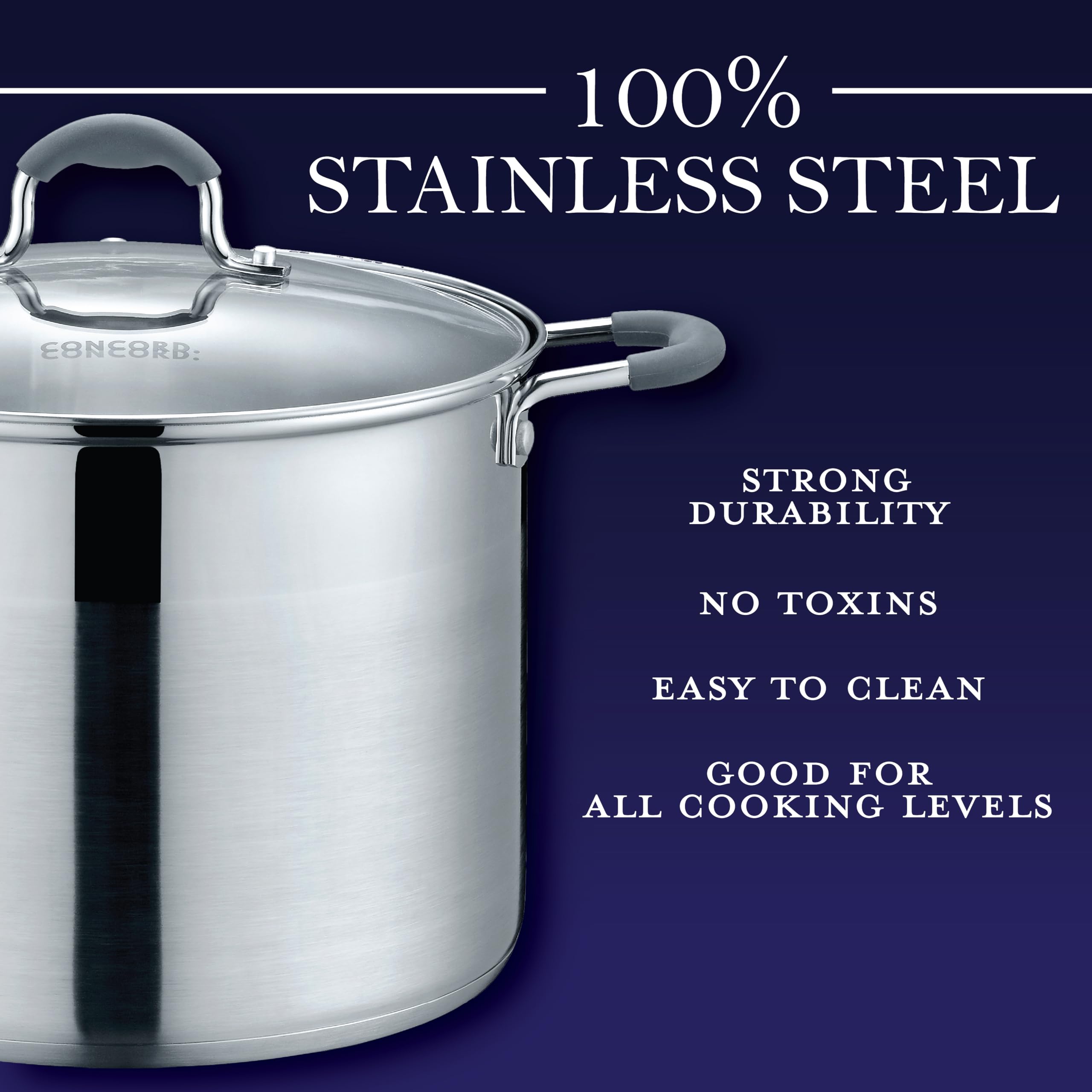 Premium 10 QT CONCORD Stainless Steel Stock Pot with Glass Lid - Induction Compatible Cookware for Soups, Stews & Pasta - Perfect for Home Chefs & Professional Kitchens