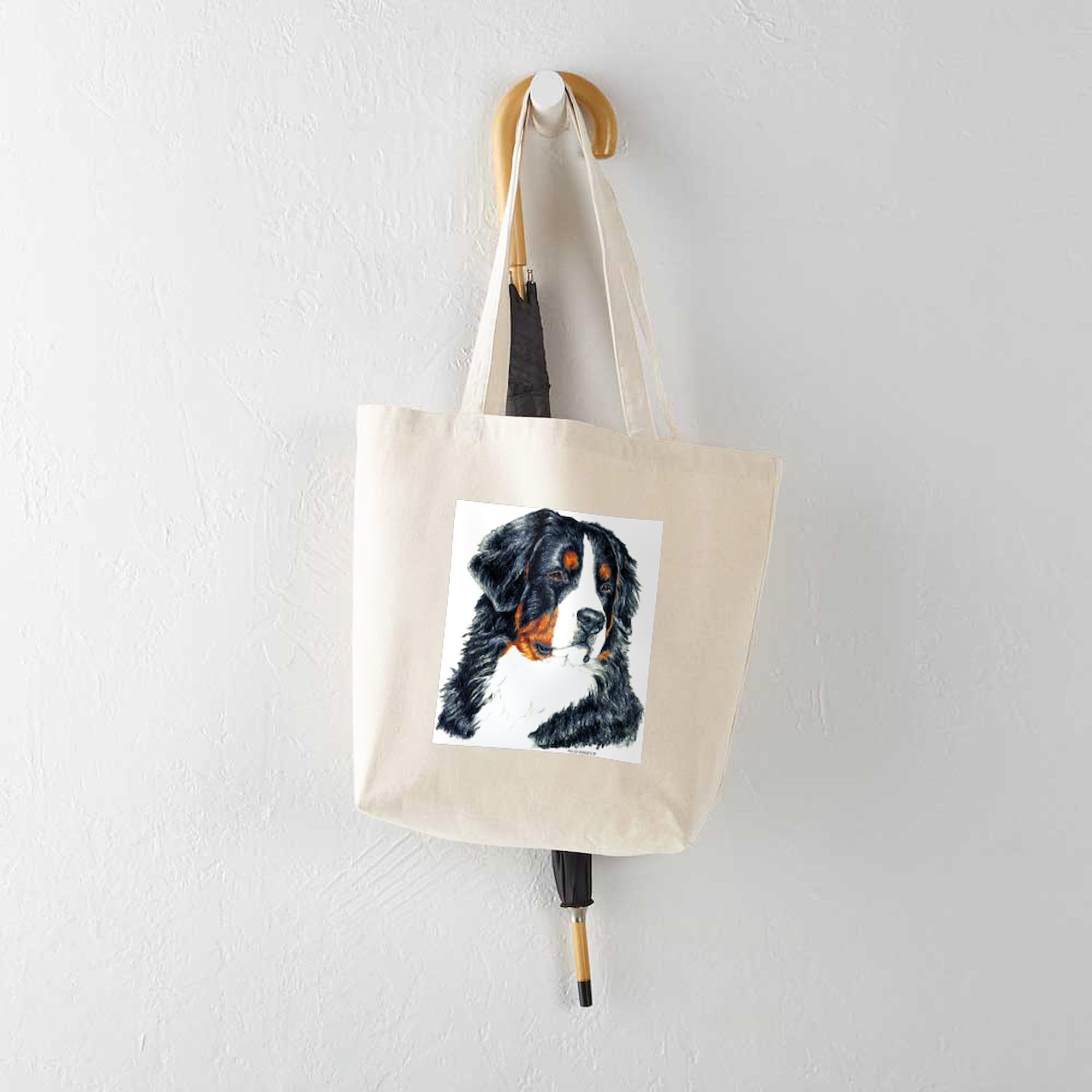 Bernese Mountain Dog Portrait Canvas Tote Bag - Eco-Friendly Reusable Shopping Bag for Groceries, Beach & Daily Use | CafePress