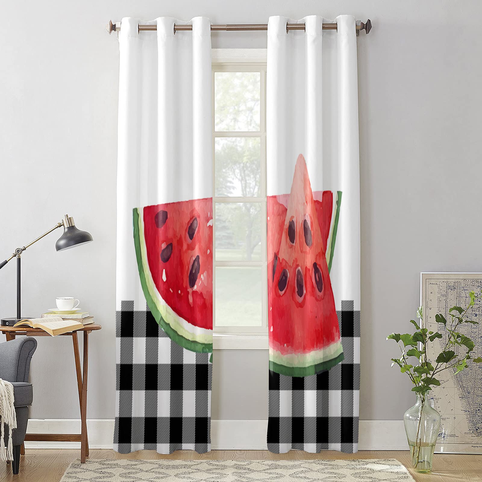 Black and White Buffalo Plaid Curtains 2 Panels - 104
