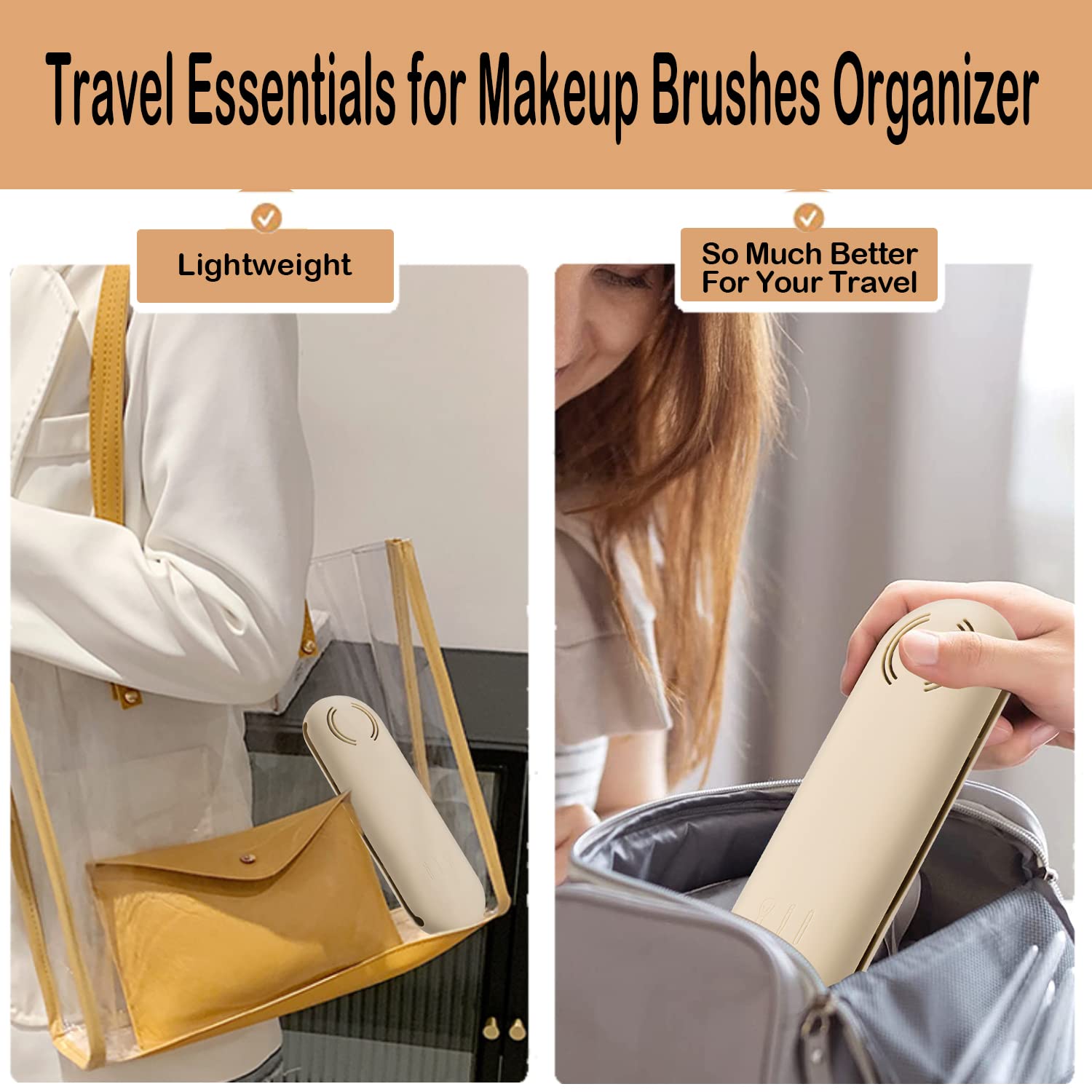 Portable Silicone Makeup Brush Holder - Waterproof Travel Organizer for Cosmetics On-The-Go