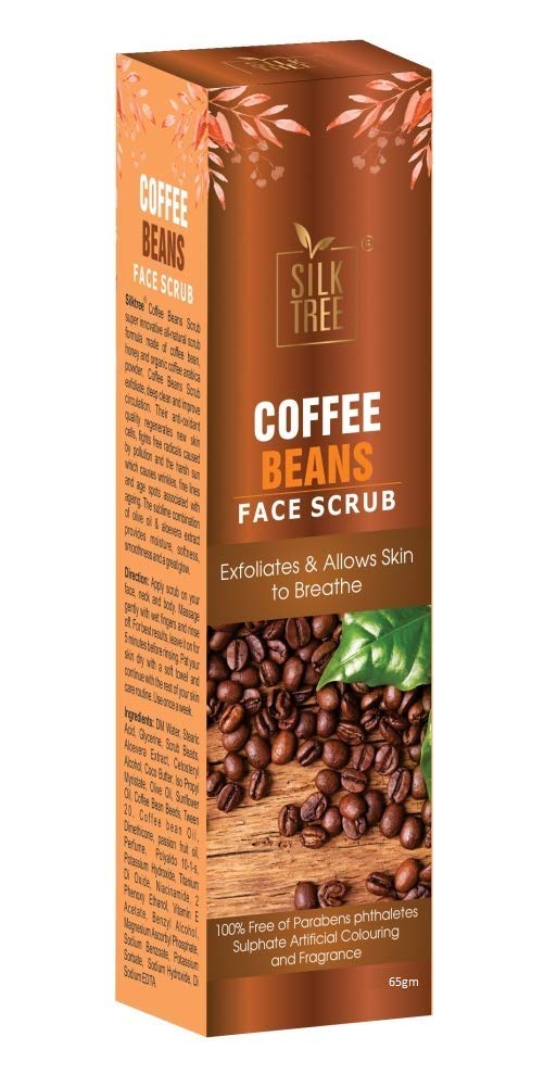 SILKTREE Coffee Beans Face Scrub 65g - Exfoliating & Brightening Facial Cleanser for Glowing Skin - Perfect for Morning Routine & Spa Day at Home