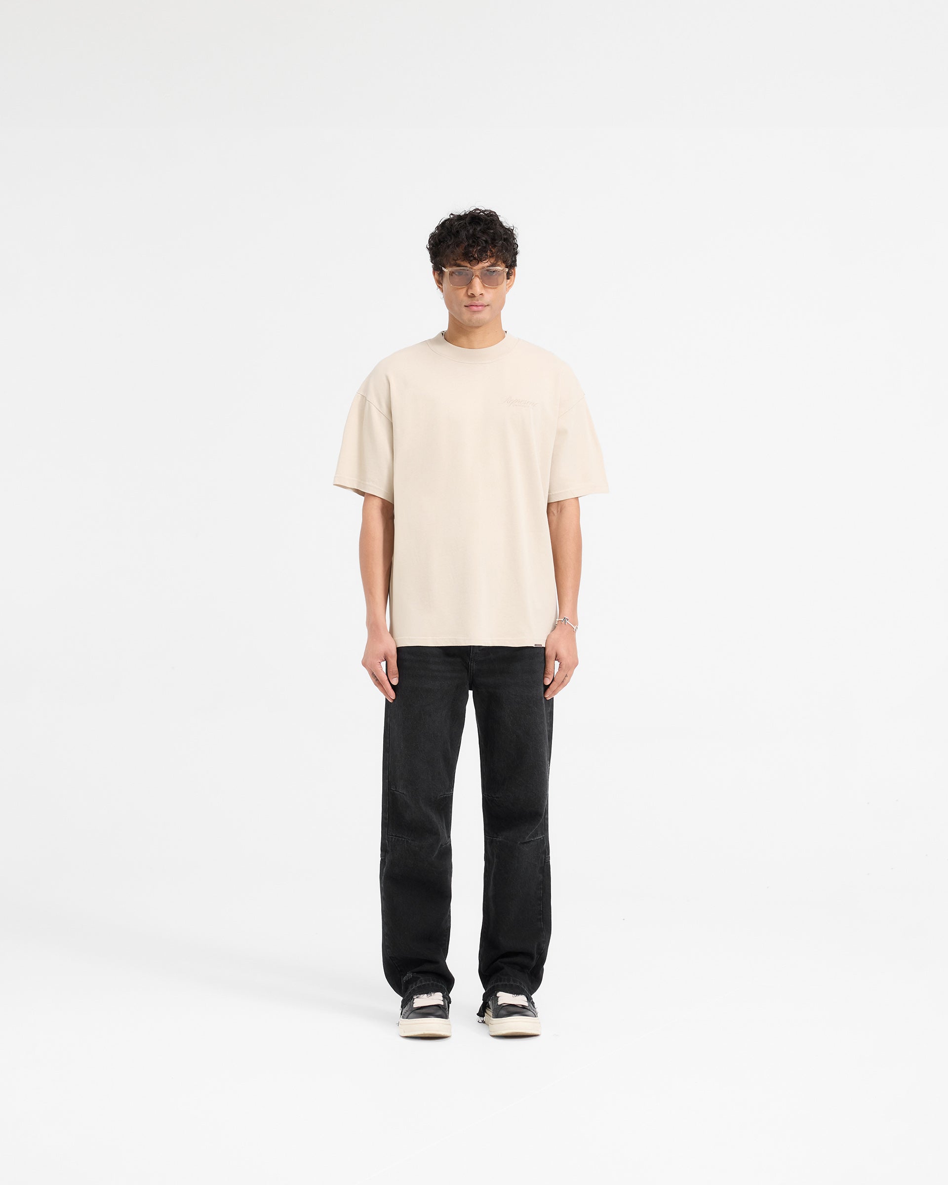 Represent X Ounass Owners Club Script Graphic T-Shirt - Vintage Island Fossil Design - Perfect for Casual Wear, Beach Outings & Street Style