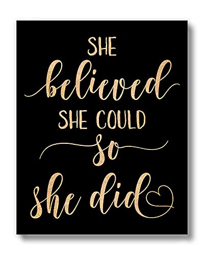 She Believed She Could - Black and Gold